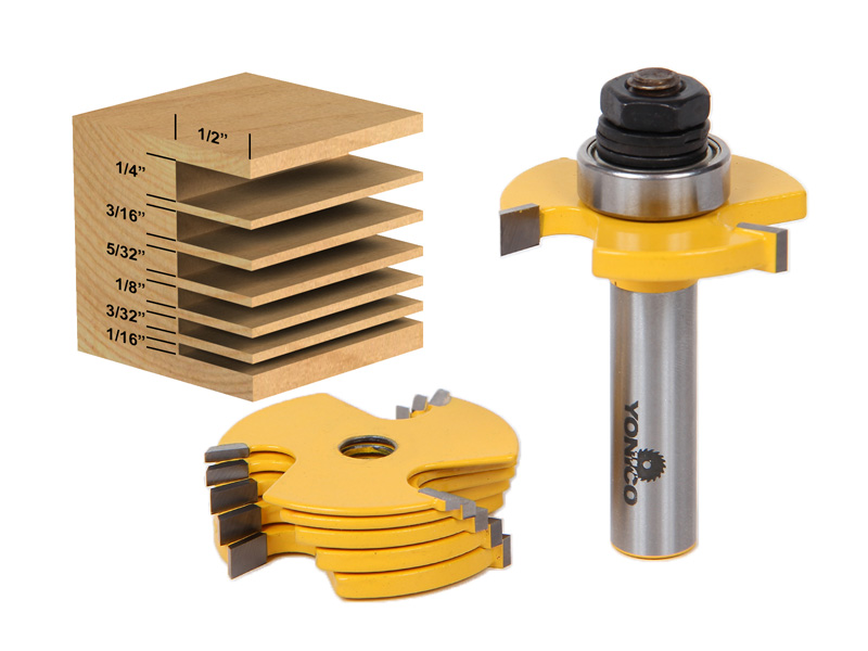  Slot Cutter 3 Wing Router Bit Set - 1/2" &amp; 1/4" Shank -Yonico 14700