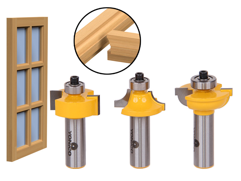 Door & Window Glass Door & Window Glass Door Router Bits 3 pc