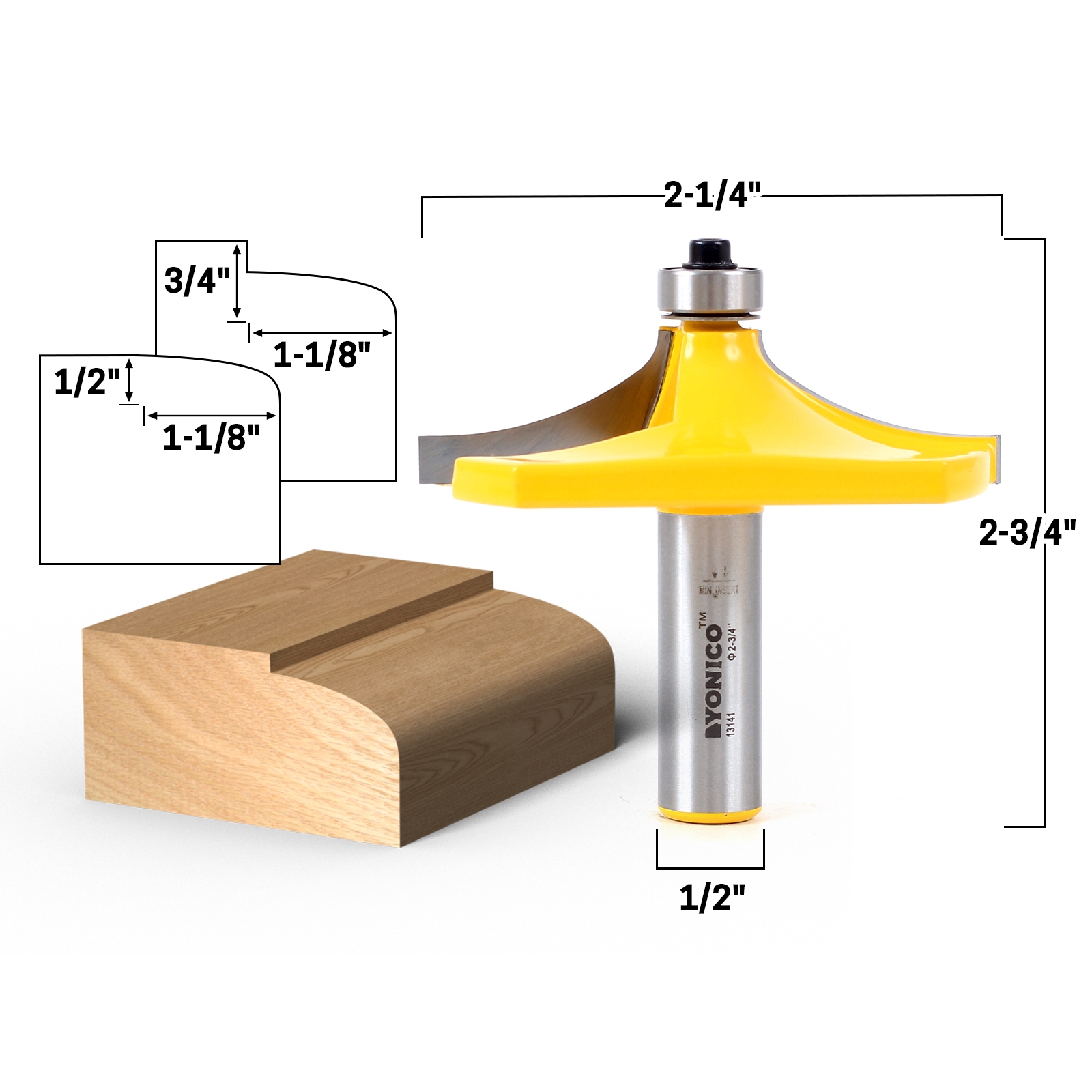 Thumbnail 2 Bit Handrail Router Bit Set 1/2" Shank Yonico 18224