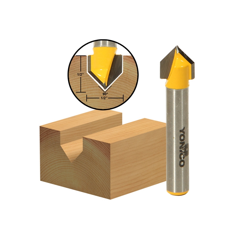 Groove V Groove 90° VGroove Router Bit 1/2"W X 1/2"H 1/4