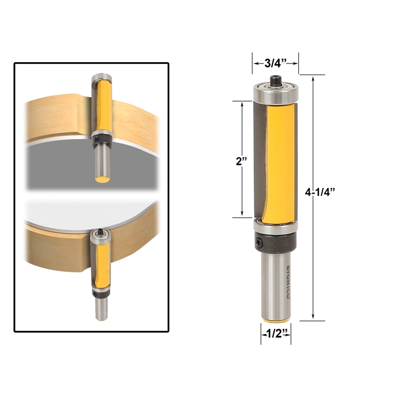 Trim Router Bit w/ 2" cutters Features both top and bottom ballbearings