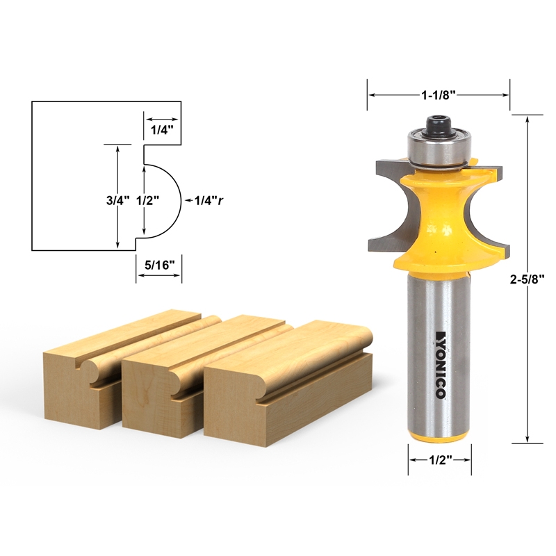 Edging Bullnose Bullnose Beading Router Bit 1/4"r 1/2" bead 1