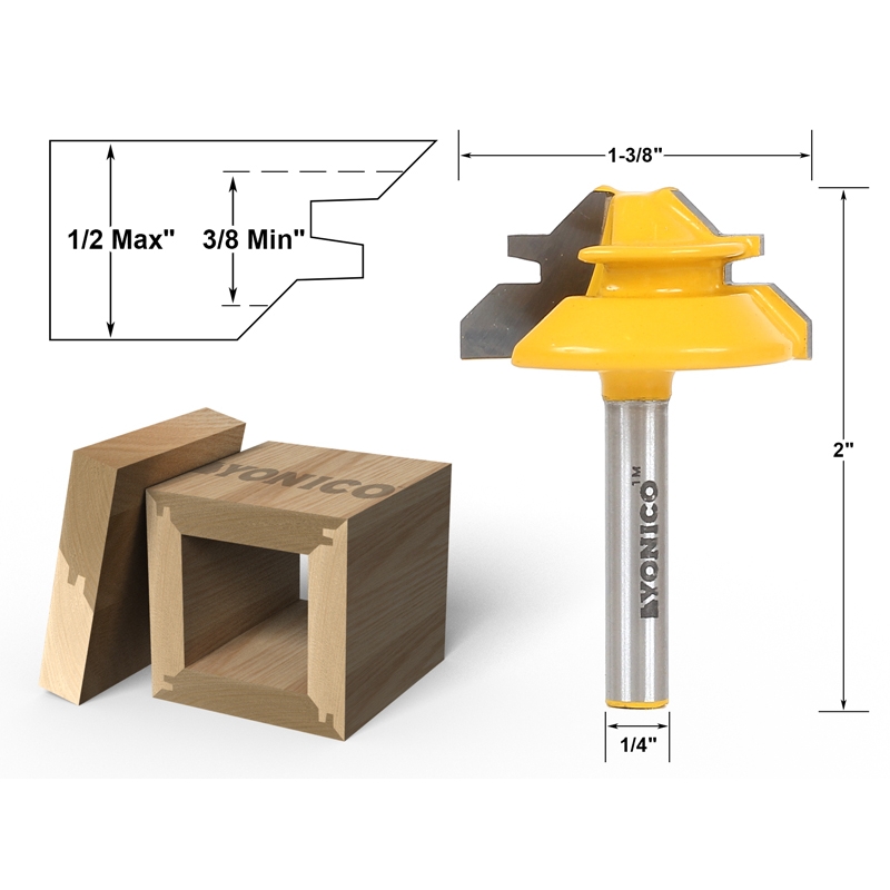 Joinery Miter Glue Joint 45 Degree Up to 1/2" Stock Lock Miter