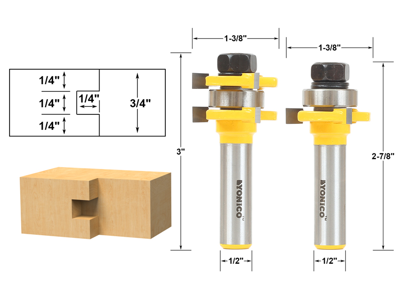 Joinery :: Tongue & Groove :: Tongue and Groove Router Bit Set 1/4