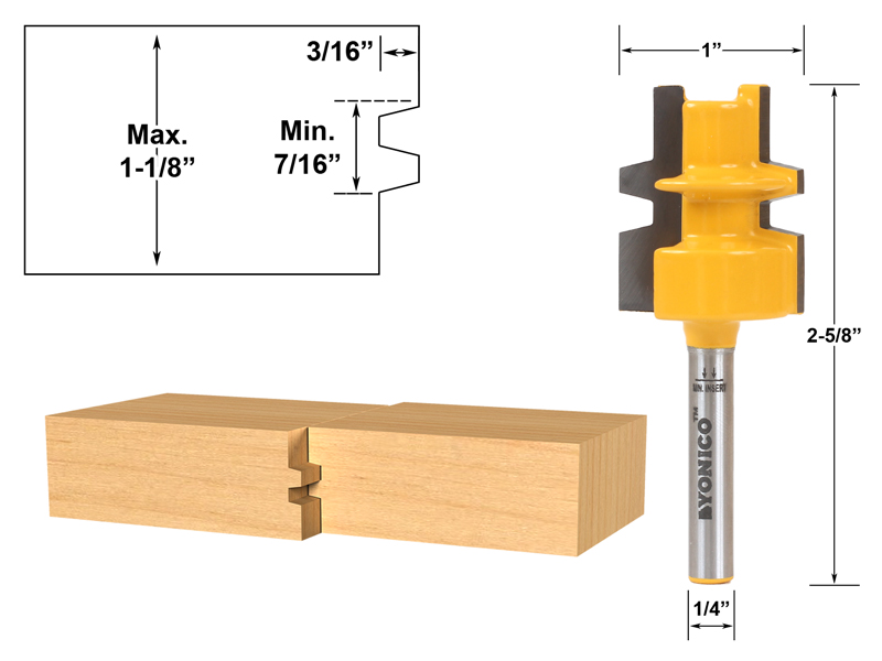 1/4" Shank Yonico 15032q Reversible Drawer Front Router Bit 