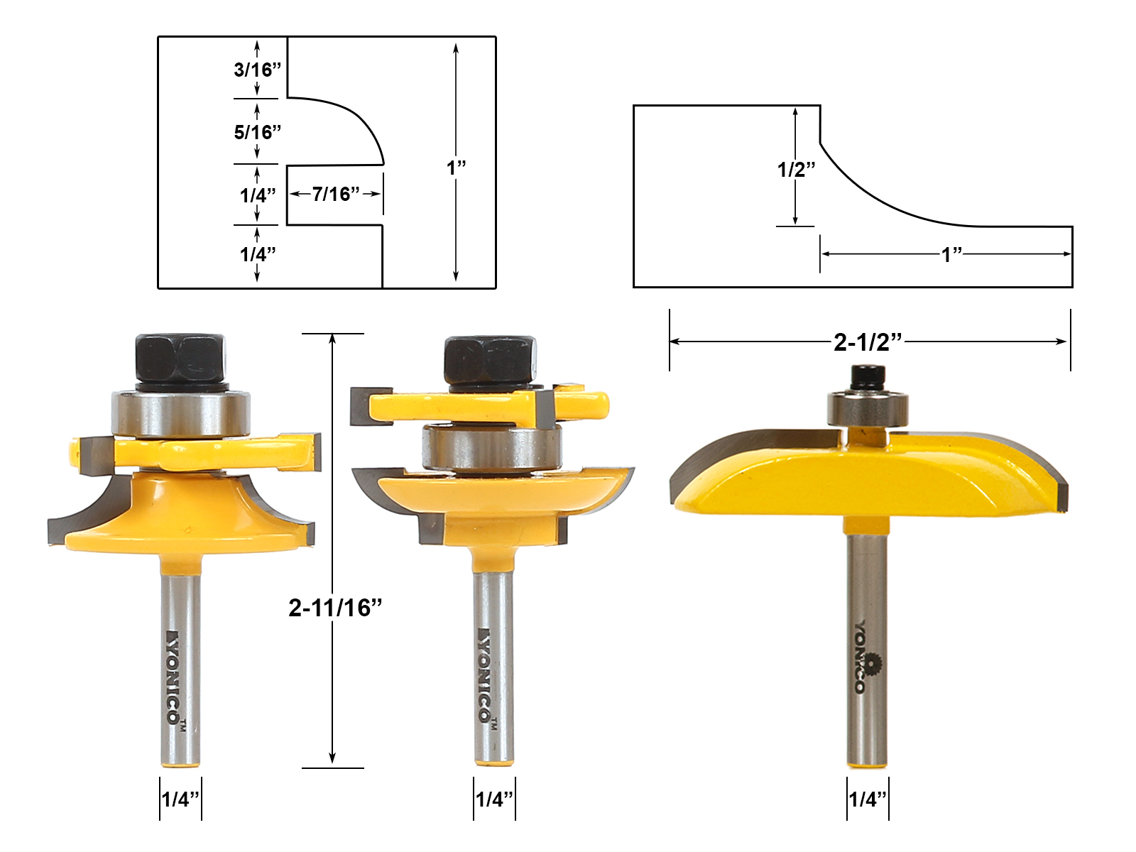 Router Bit Sets :: Door & Window Sets :: Round Over 3 Bit