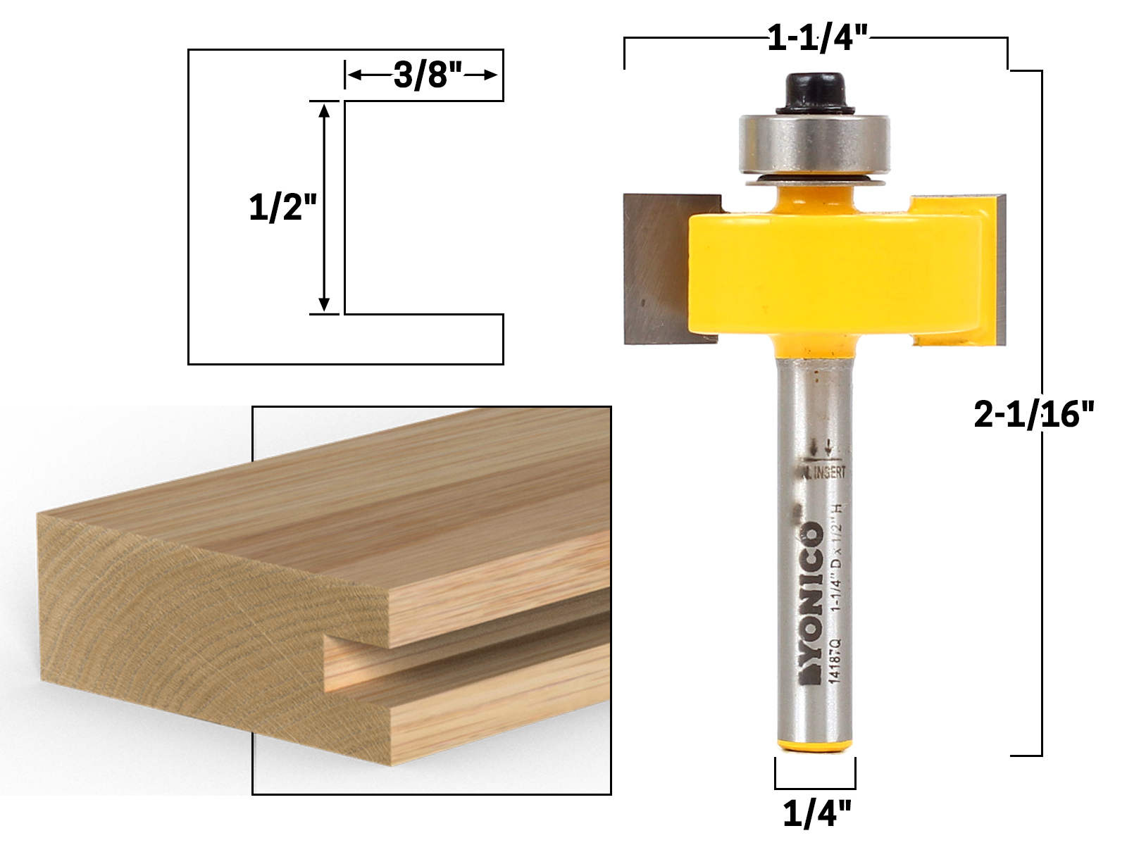 1/8" Slotting Cutter Router Bit Assembly Yonico 12103q 1/4" Shank 