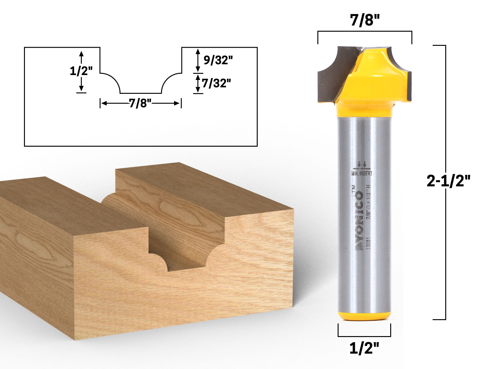 Yonico Bordo Dei Bit Del Router Di Arrotondamento Che Forma 13/16 Di Pollice Del Raggio 1/2 Dello Stinco 13968 - Foto 4