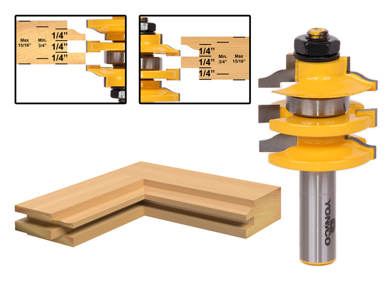 Yonico 12118 1/2" Shank Roundover Stacked Rail and Stile Router Bit 
