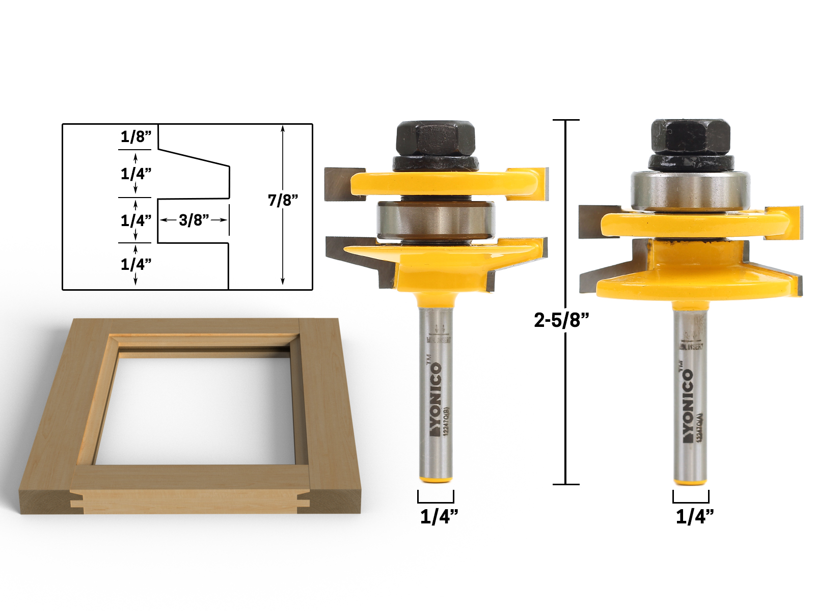 【R&B】Legacy Yonico 12247q Rail and Stile Router Bit Set | PrecisionBits.com