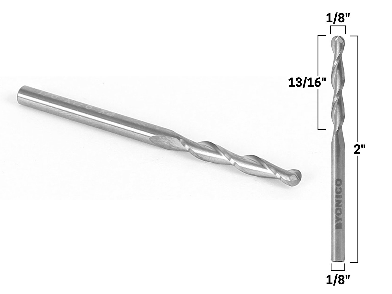 10pcs 1/8 Inch 2-Flutes Flat Nose Spiral Carbide End Mill CNC Router Bits 22mm
