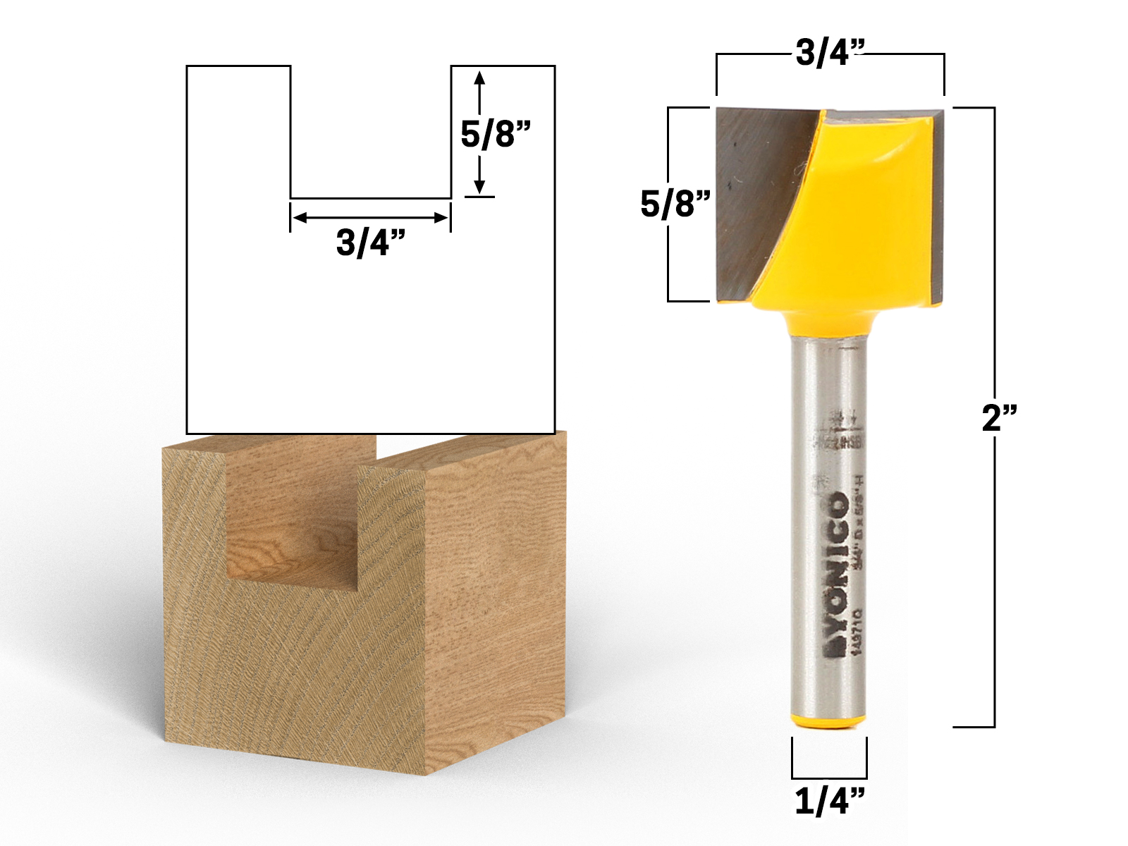 Spoilboard Surfacing Router Bit 1" Diameter 1/4" Shank 1/4" Shank Yonico 14902q 