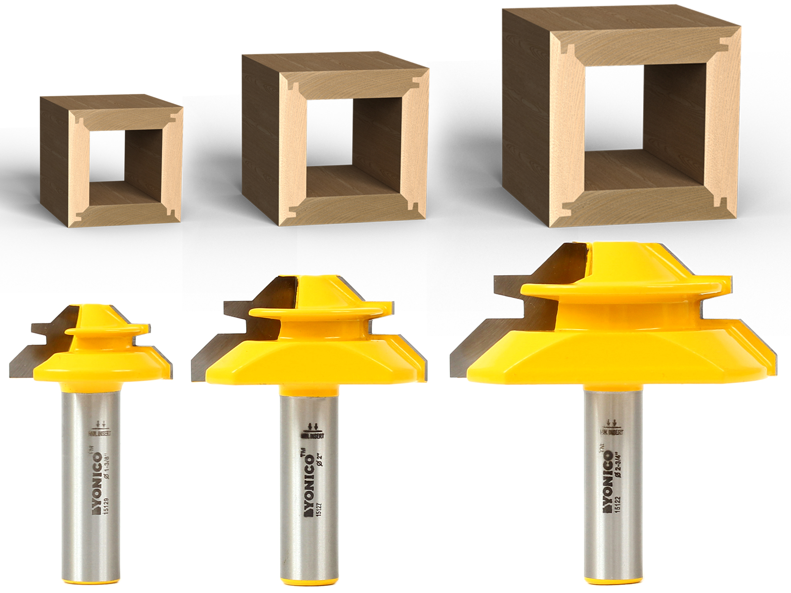 Up to 3/4" Stock Lock Miter Router Bit 45 Degree Yonico 15127q 1/4" Shank 