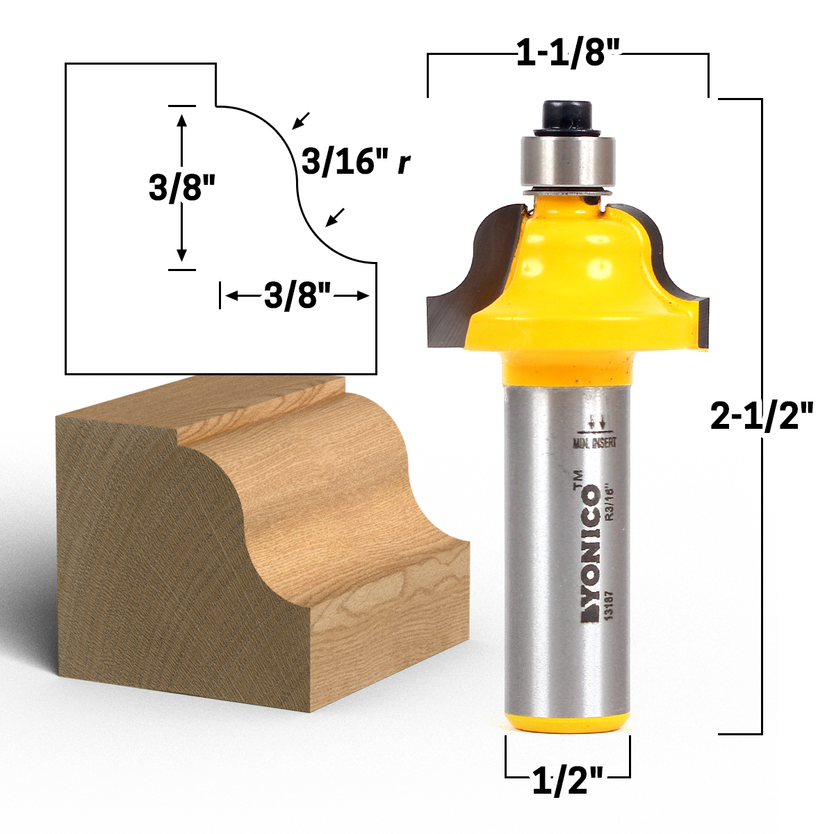 Yonico 13122 5/16" Classical Roman Ogee Edge Forming Router Bit 1/2" Shank 