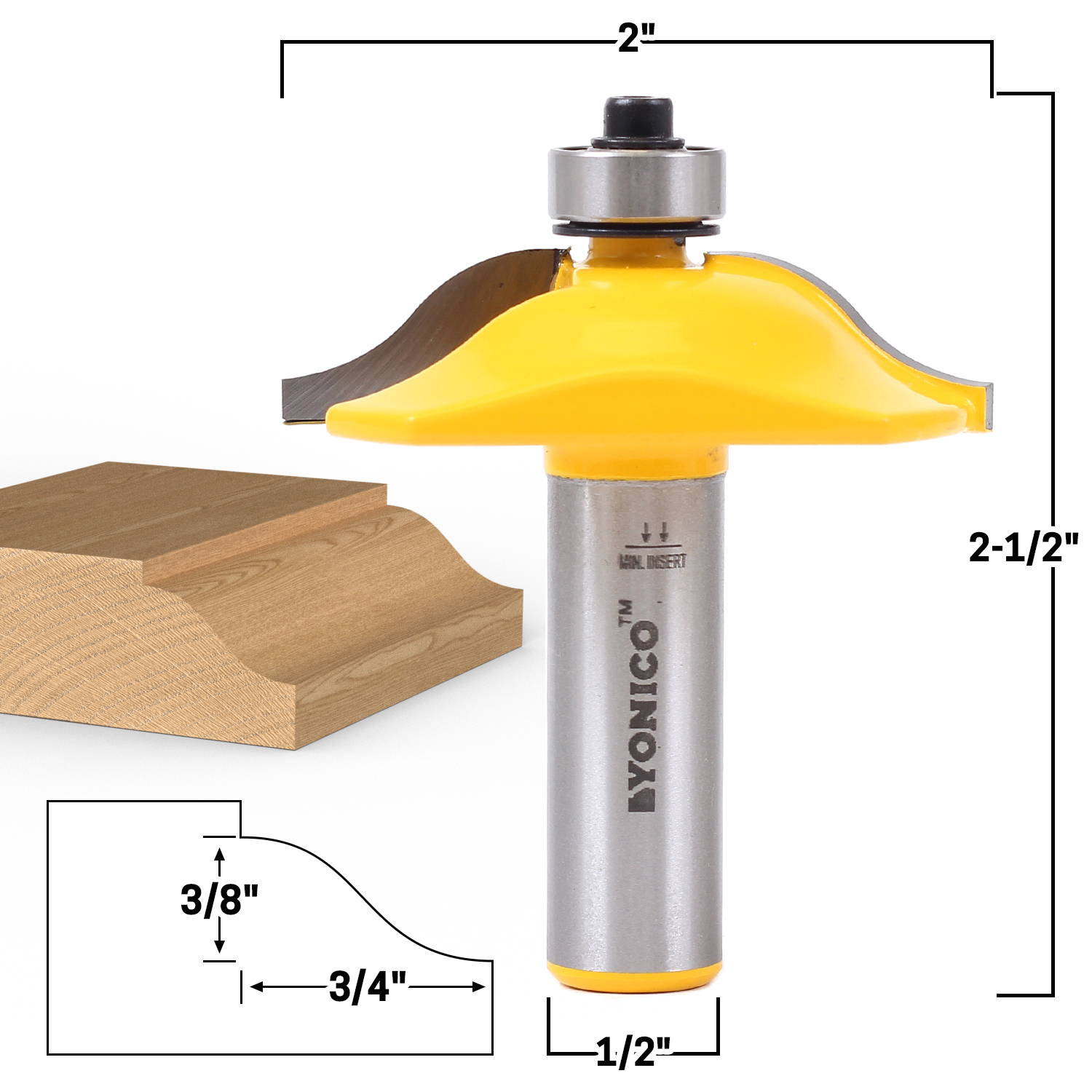 Yonico 12139 Brick Mold and Exterior Casing Router Bit 1/2-Inch Shank