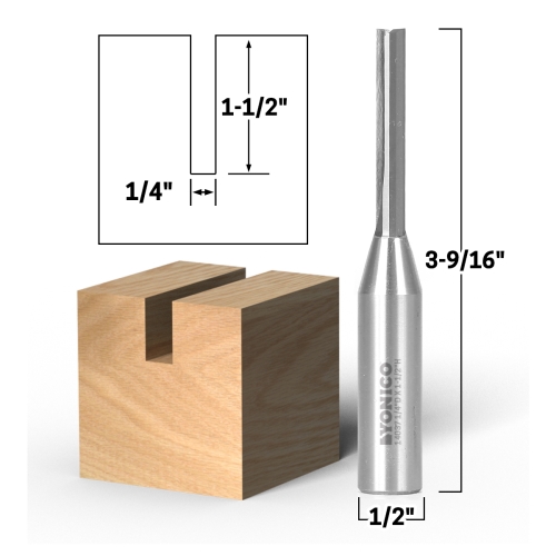 Yonico 14002q Solid Carbide Insert Straight Router Bit 1/16 Diameter X 3/16 Length 1/4 Shank