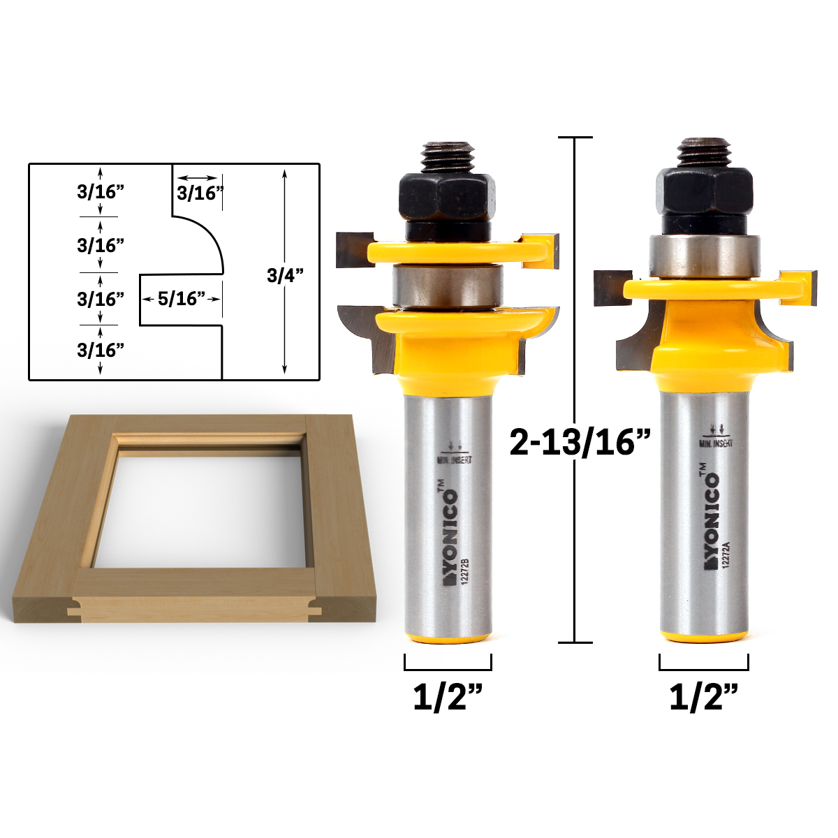Yonico 12120 Classical Ogee Stacked Rail and Stile Router Bit 1/2" Shank 