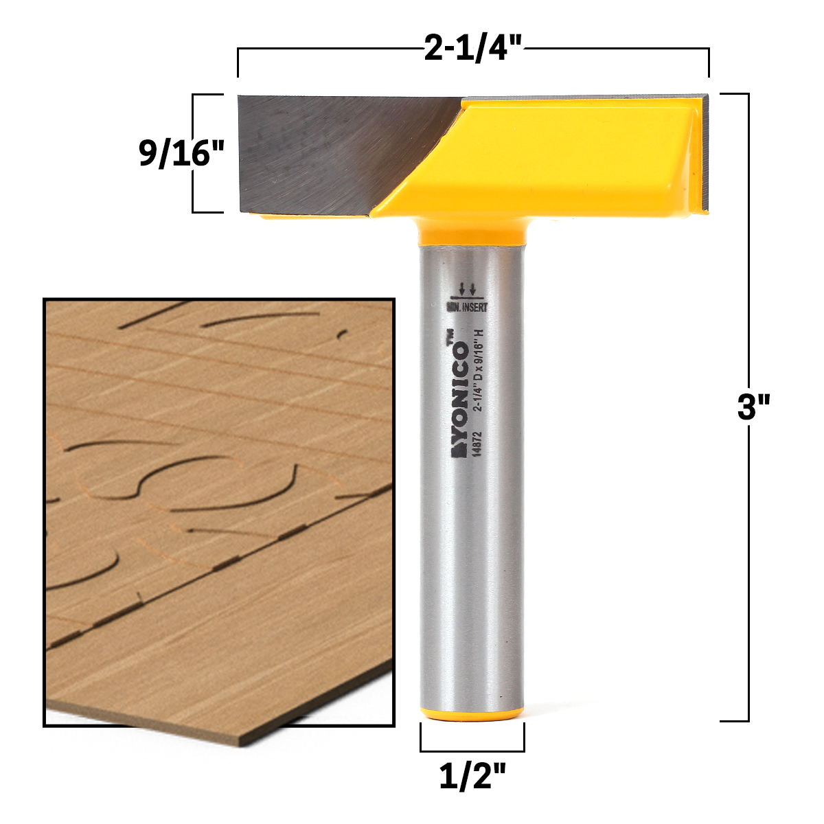 1/2 Inch Shank 2-1/4 Inch Diameter Bottom Cleaning Router Bit Woodworking 