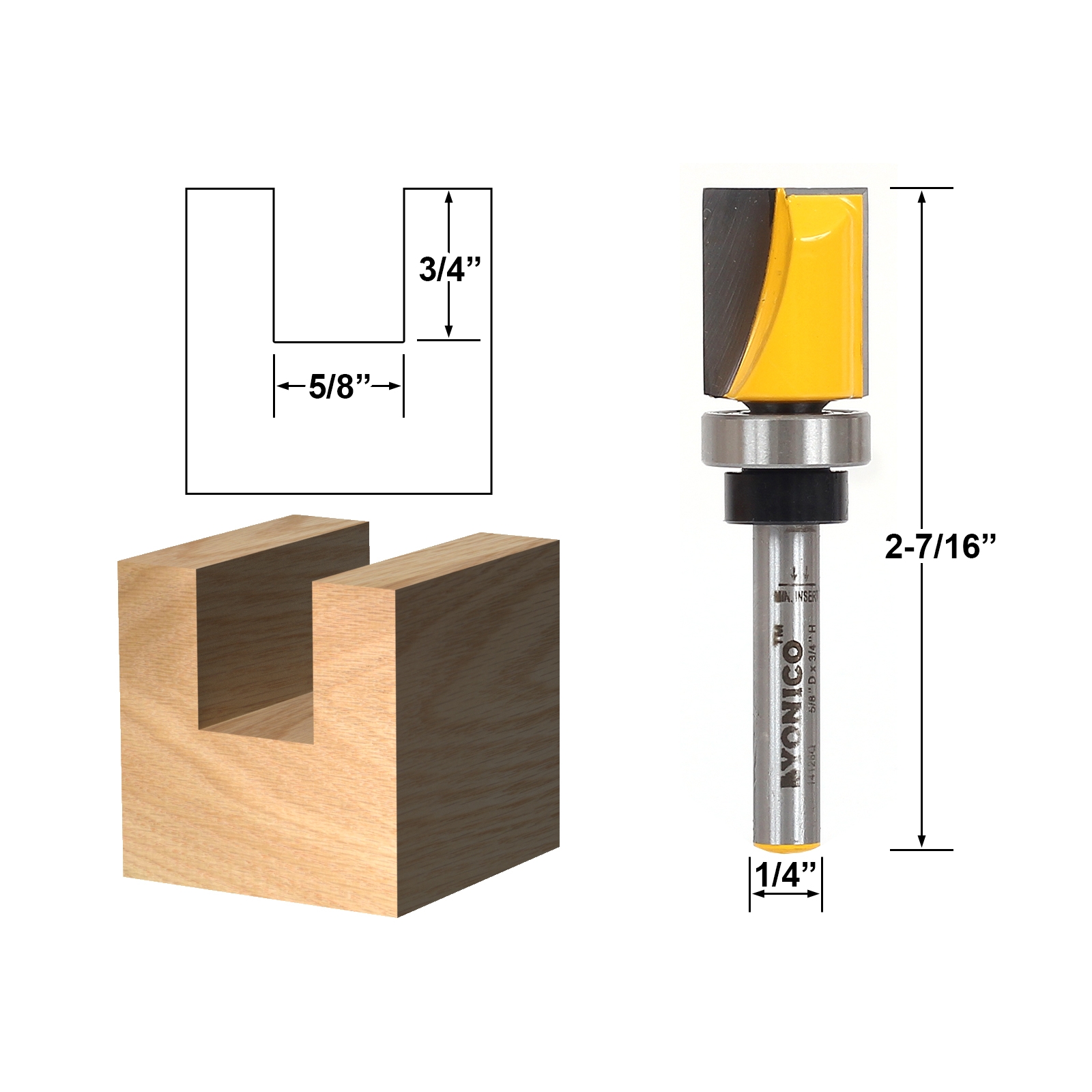 Straight & Spiral Template Trim Flush Trim/Template Router Bit with Shank Bearing 5/8" x