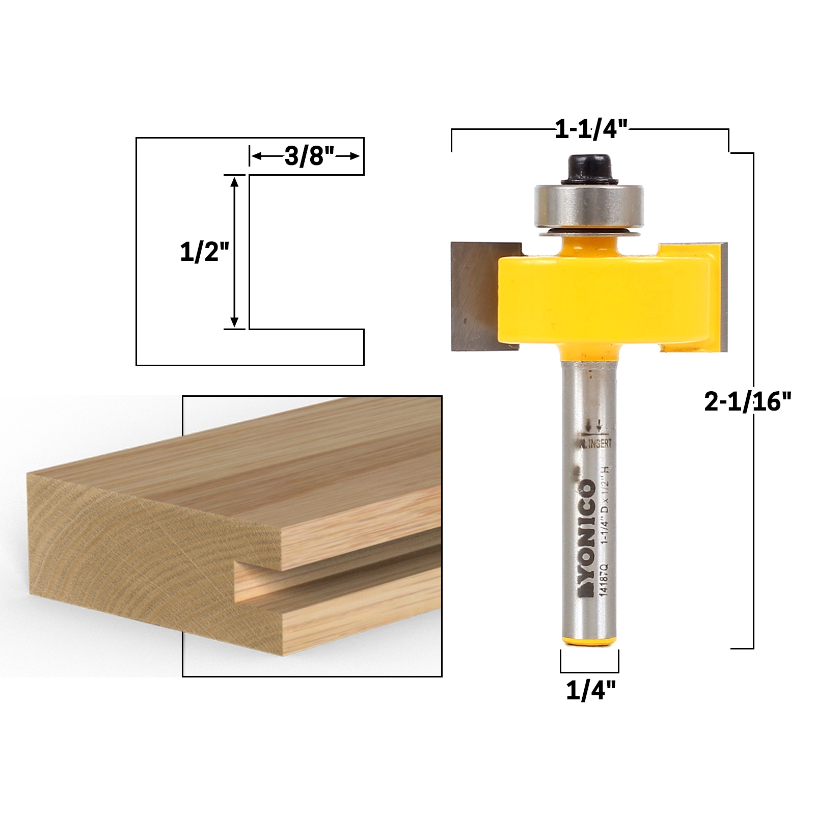 4 Bit Slot Cutter Router Bit Set - 1/4