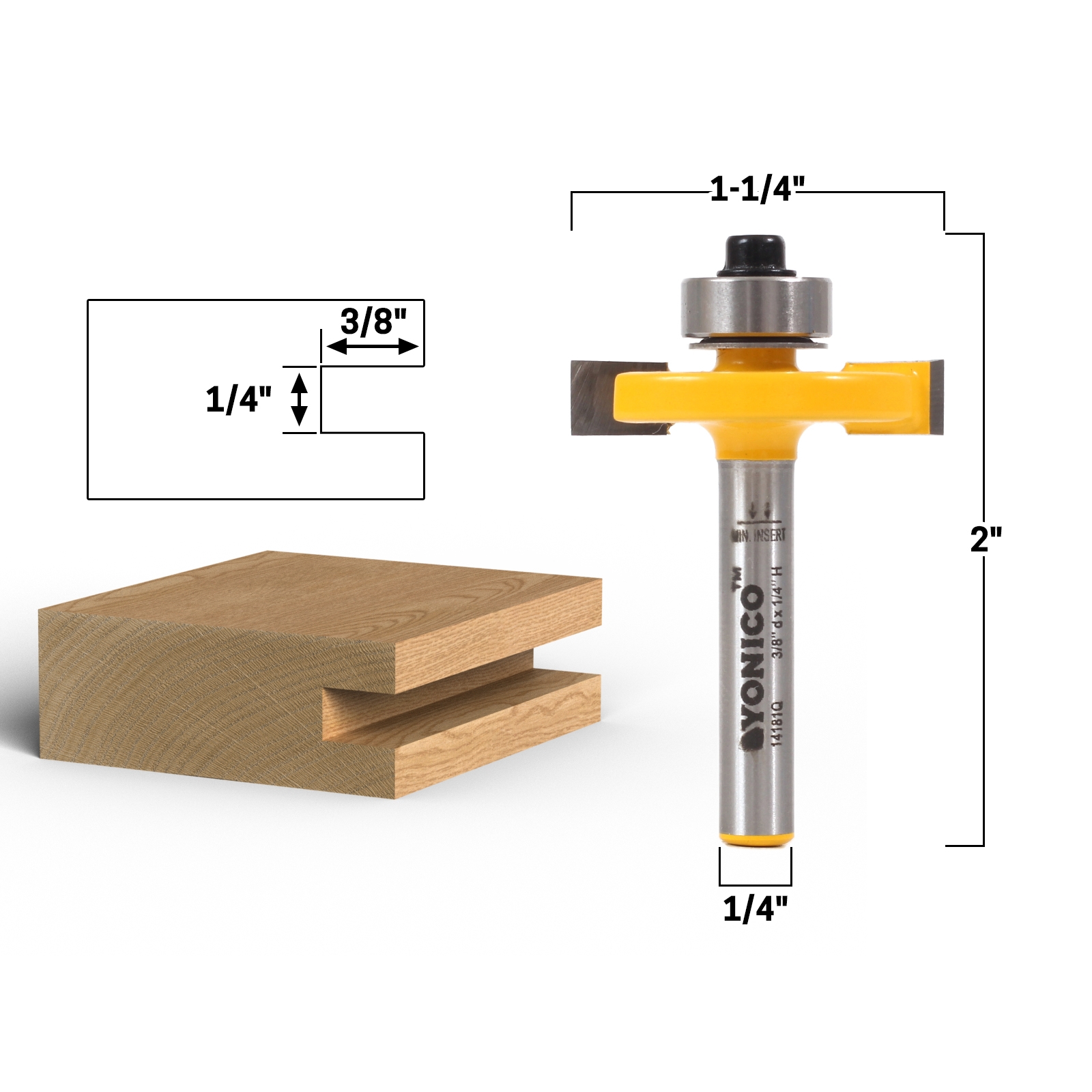 1/4" Shank 1/4" Slotting Cutter Router Bit Assembly Yonico 12107q