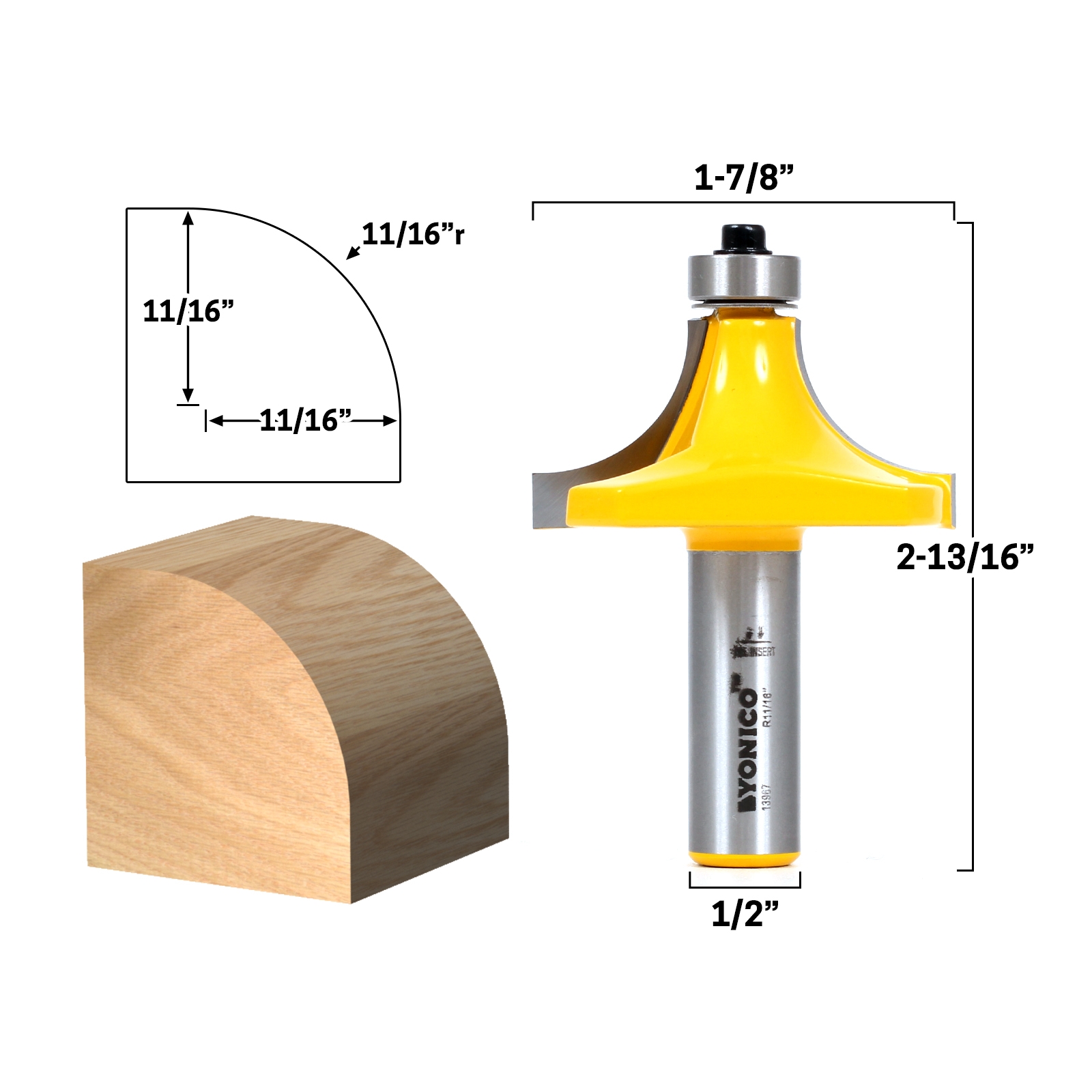 1/4" to 3"  Radius Round Over Edge Forming Router Bit 1/4" or 1/2" Shank 
