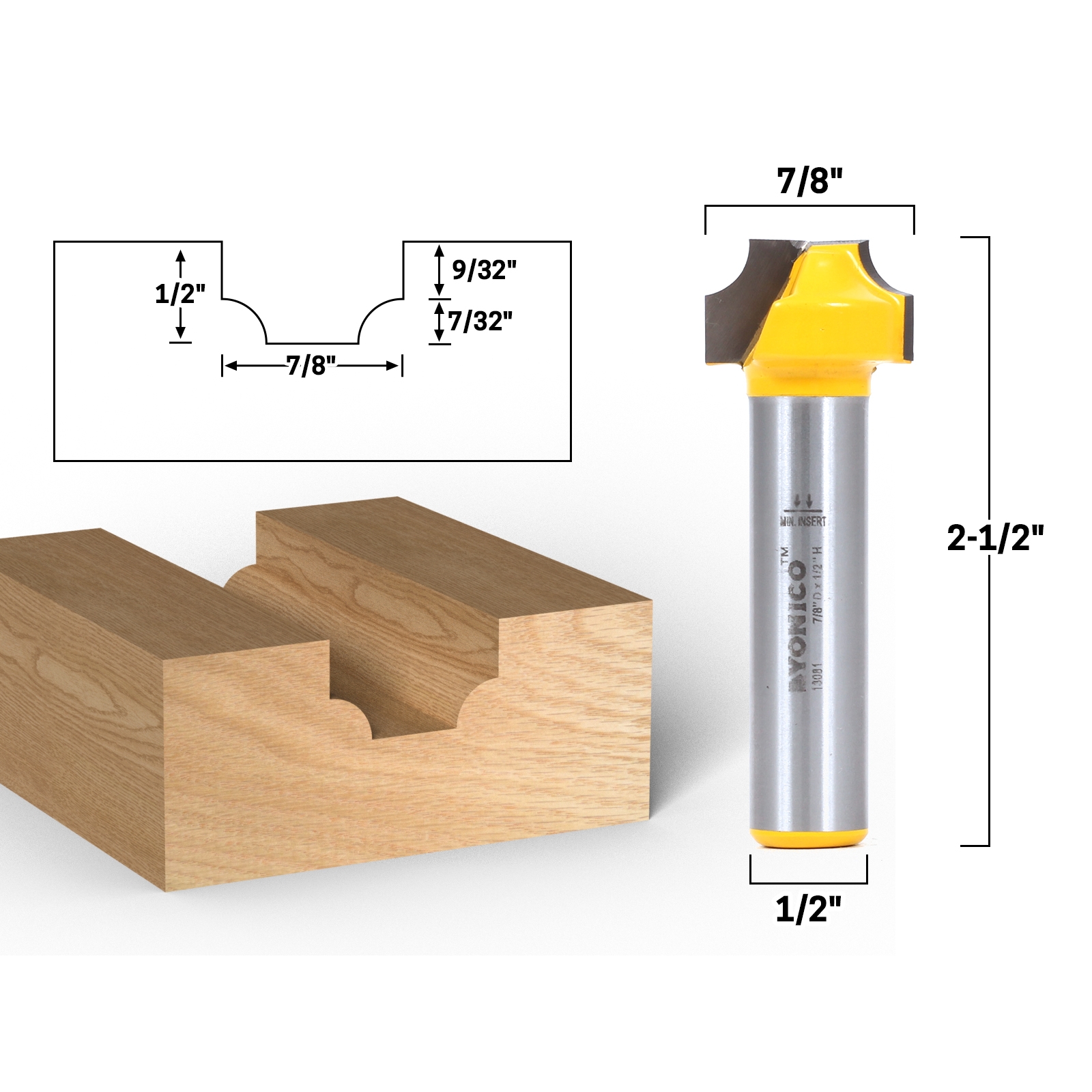 7/32" Radius Bit Plunge Cut Router Bit Round Over Groove