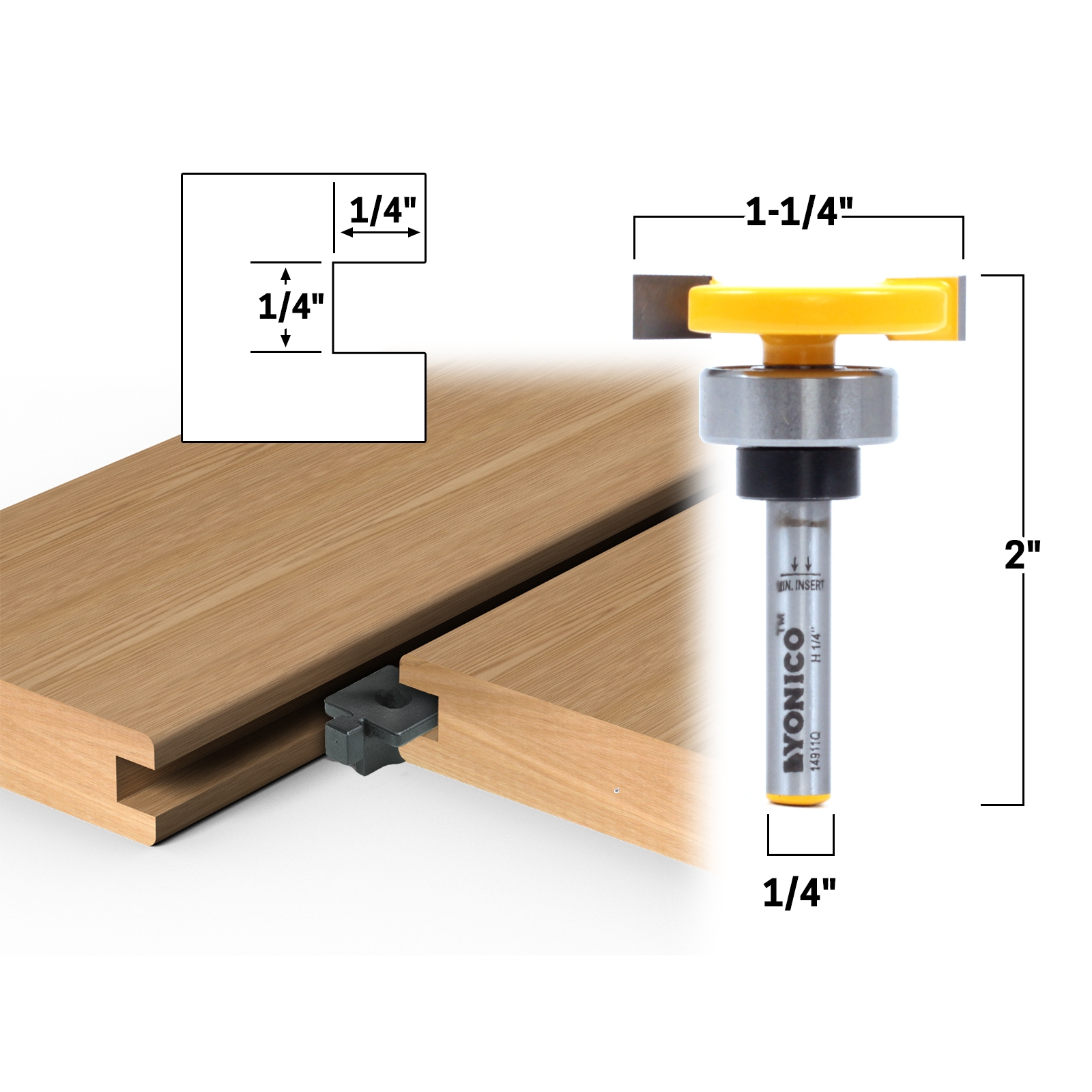 Yonico 14184q 1 4 Height X 3 8 Depth Slot Cutter Router Bit 1 4