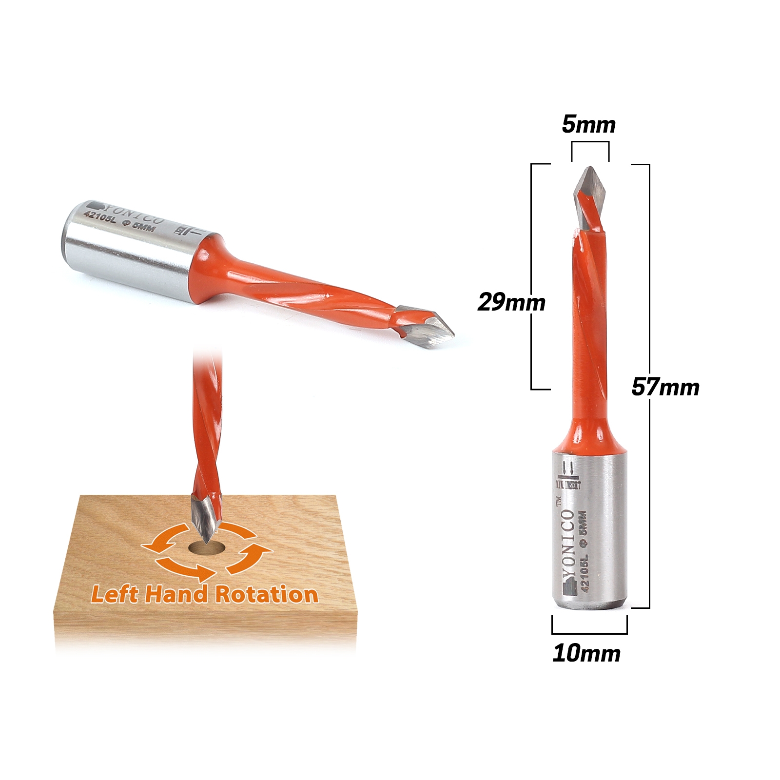 5mm Through Hole Boring Bit 10mm Shank Left Hand Drill Bit