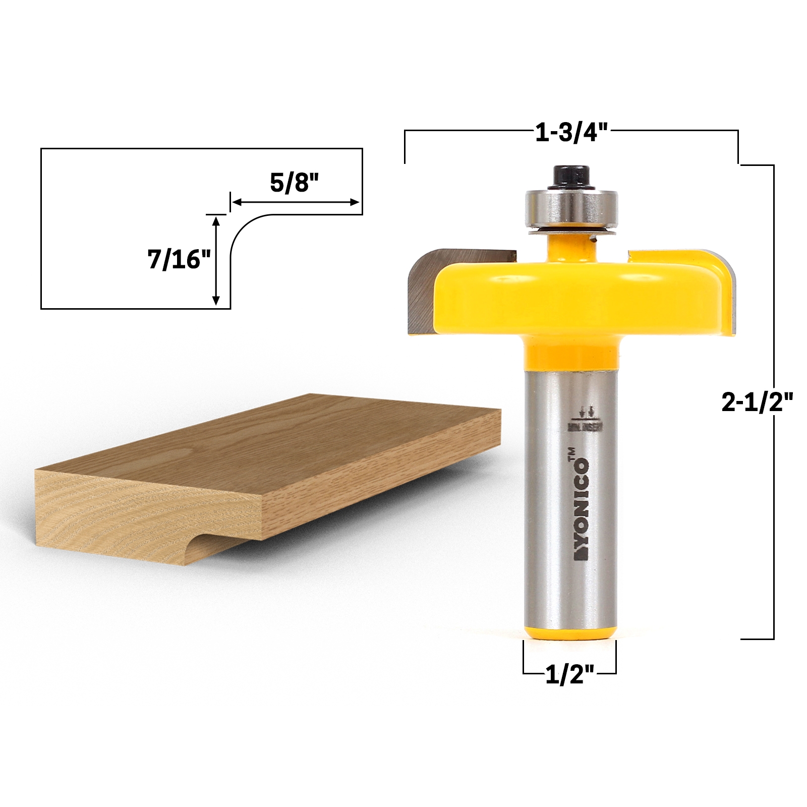 Raised Panel Backcutter Router Bit - 1/2