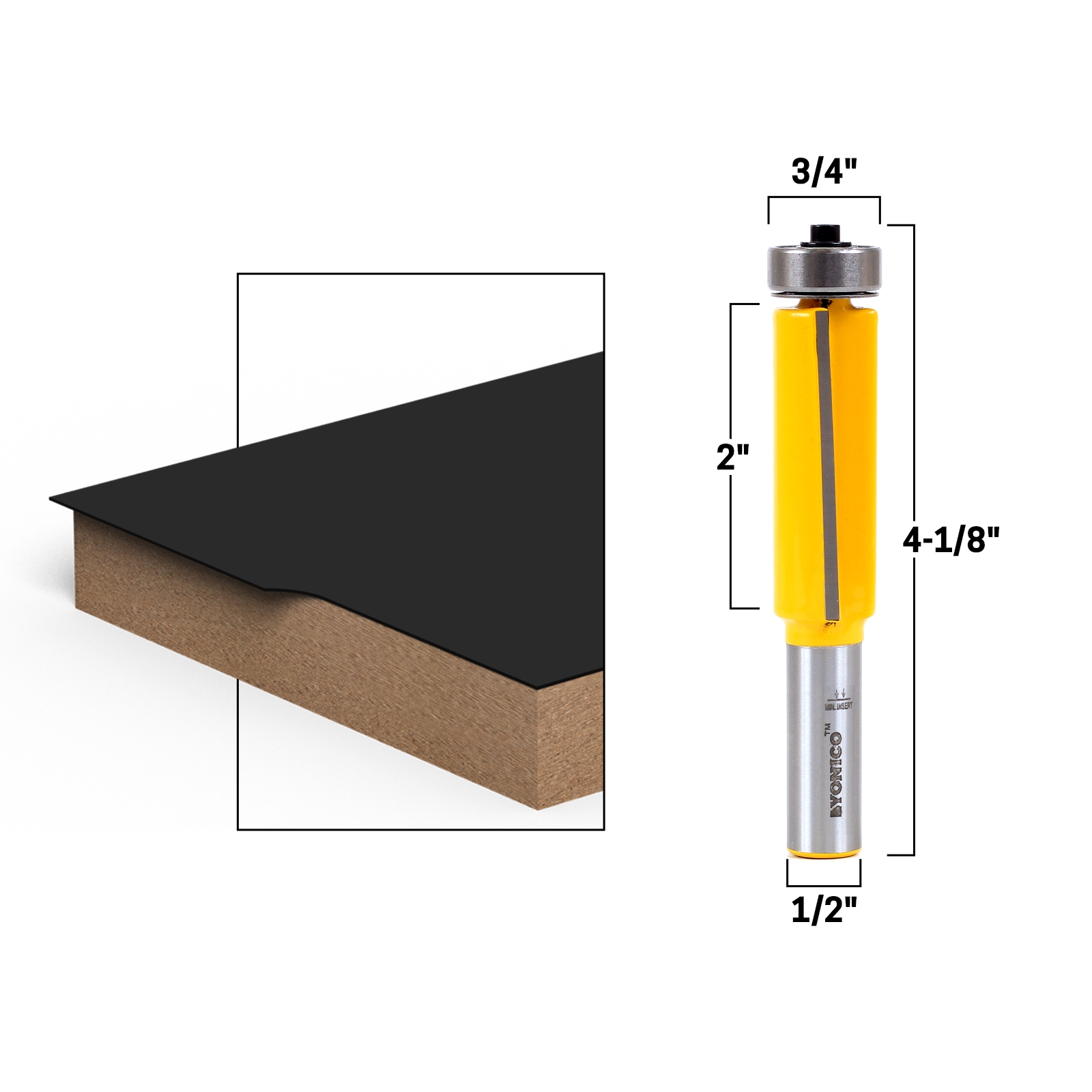 2" Down Shear Flush Trim Router Bit 1/2" Shank Yonico 14127