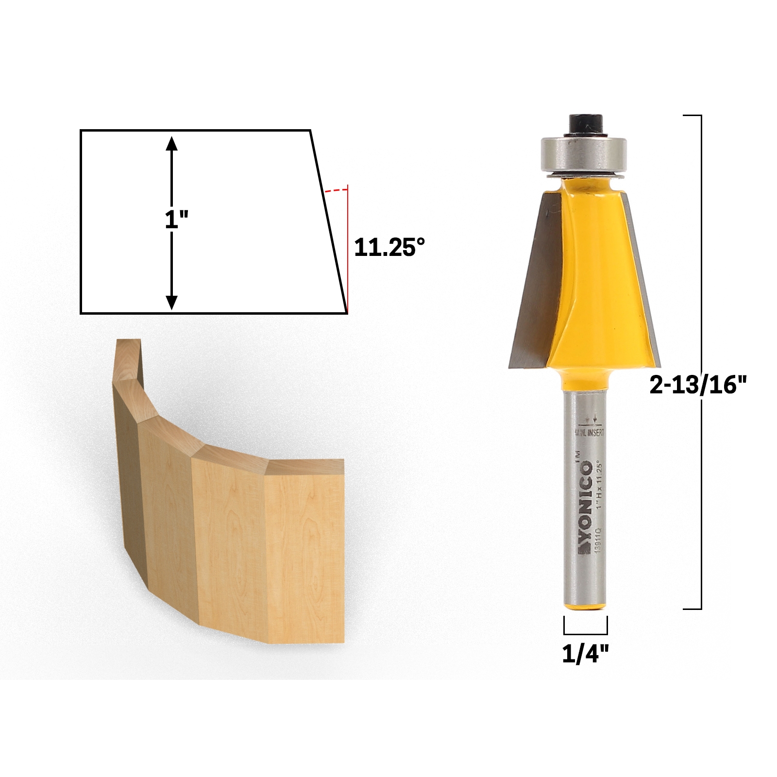 1/2 1/4 Shank 15 Degree Router Bit Chamfer Bevel Edging Woodworking Cutter 