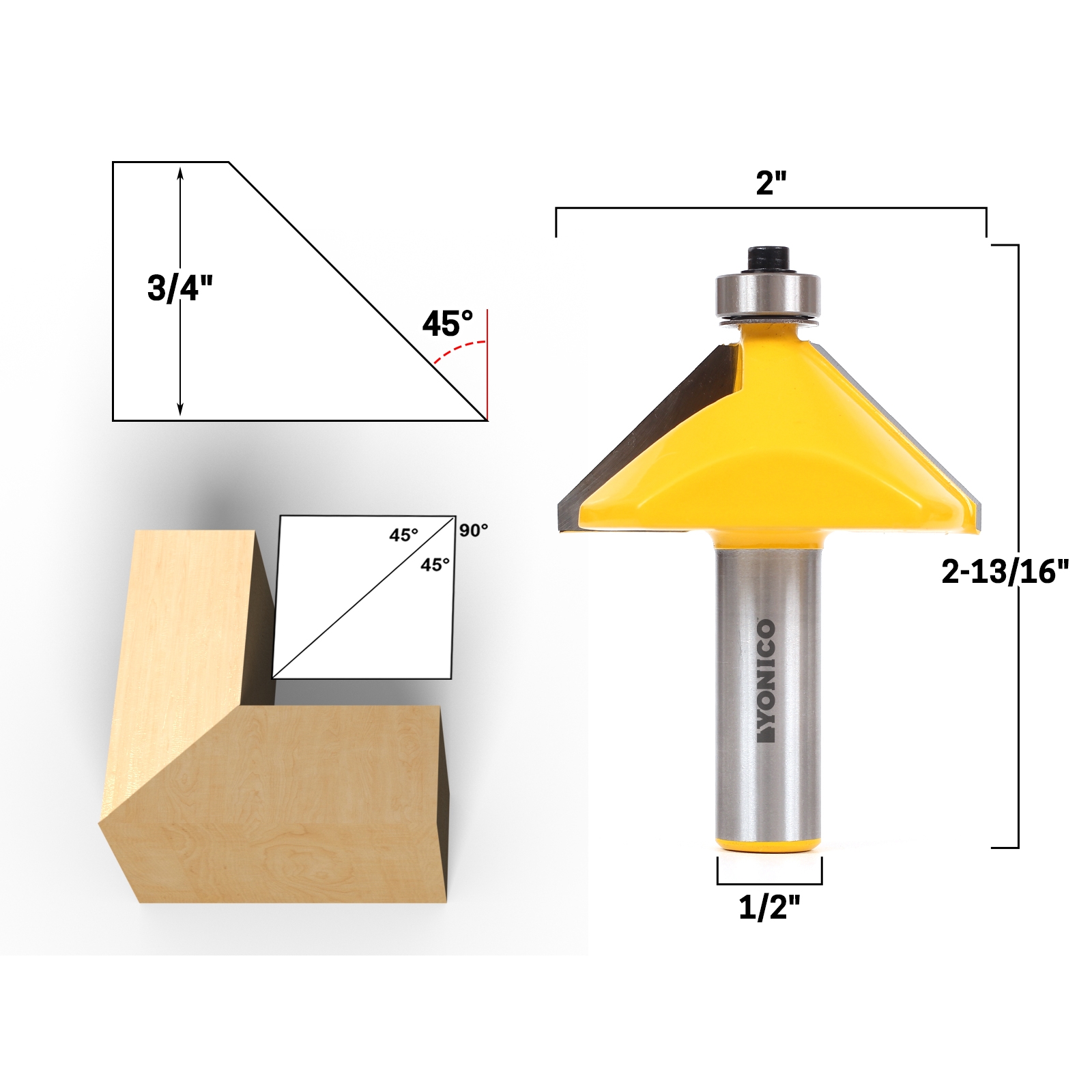 Router bit shop 45 degree chamfer