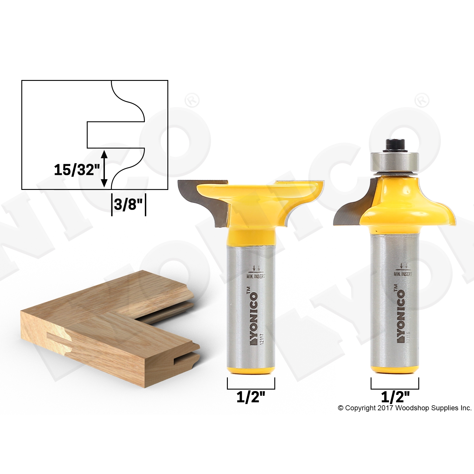 Router Bit Sets Door & Window Sets Medium Ogee 2 Bit Matching