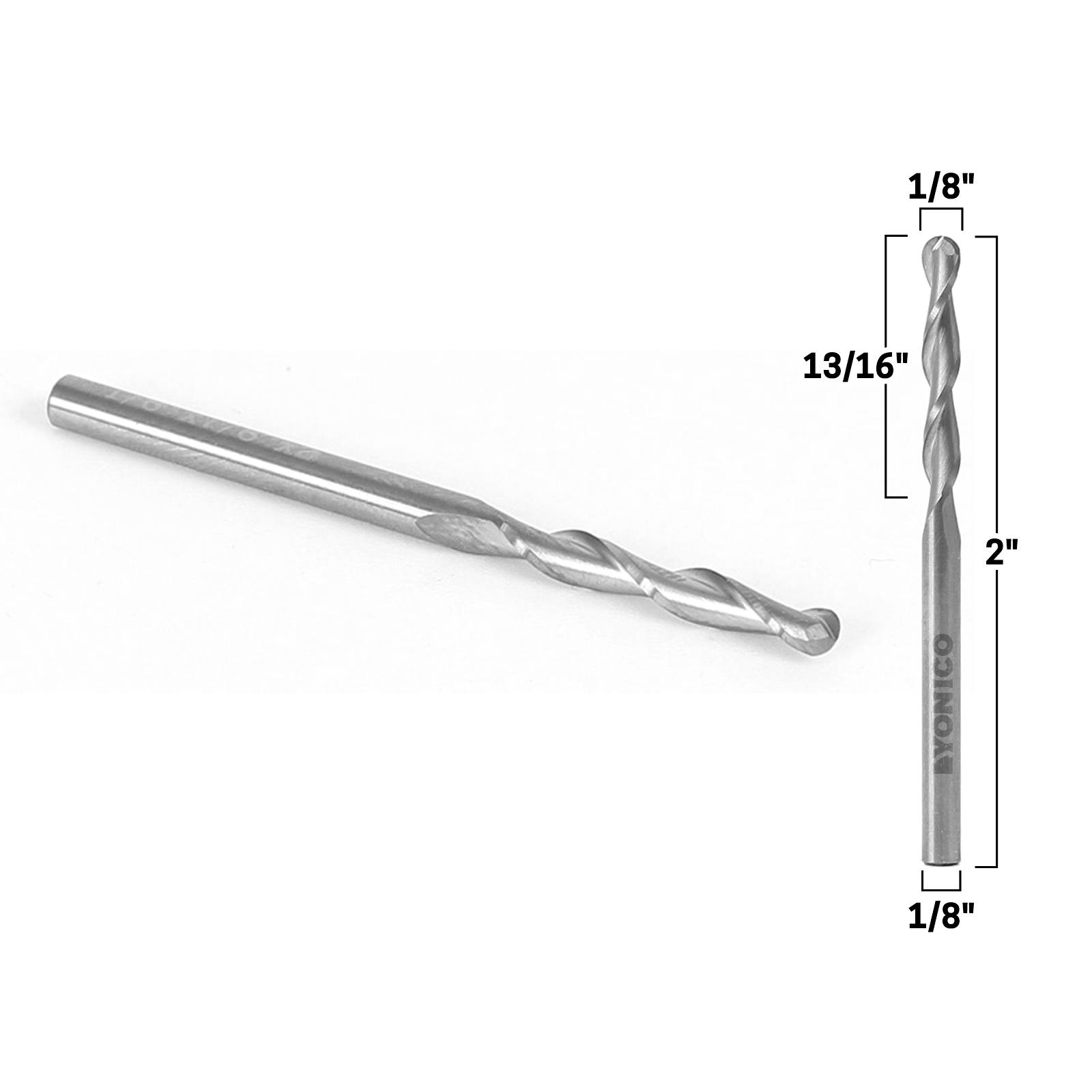10pcs 1/8"Carbide Double Flute Spiral ball Nose End Mill CNC Router Bits 17mm US 