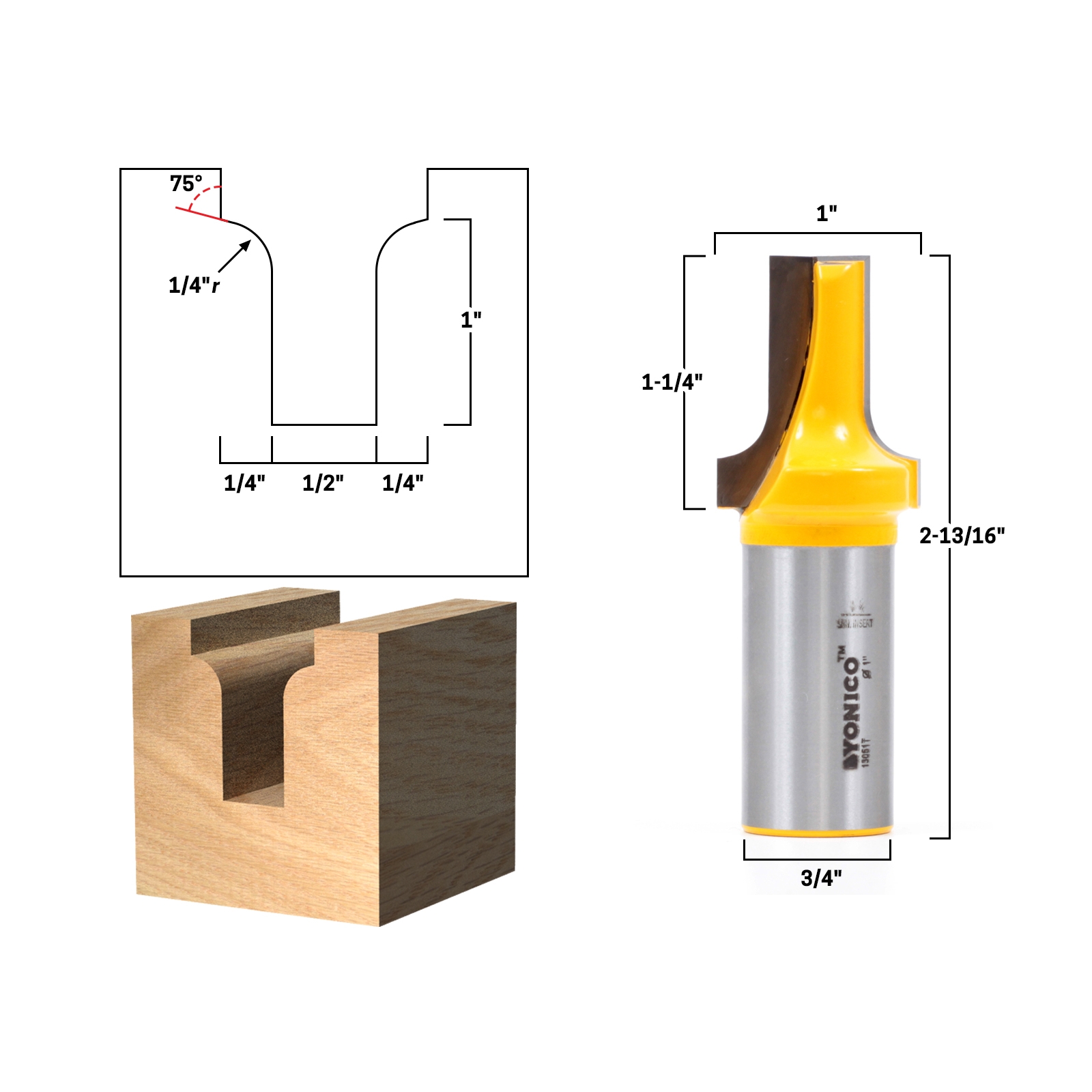1 pc 1/2" SH 1" Diameter 3/8" Radius Ovolo Round Over Router Bit sct-888 