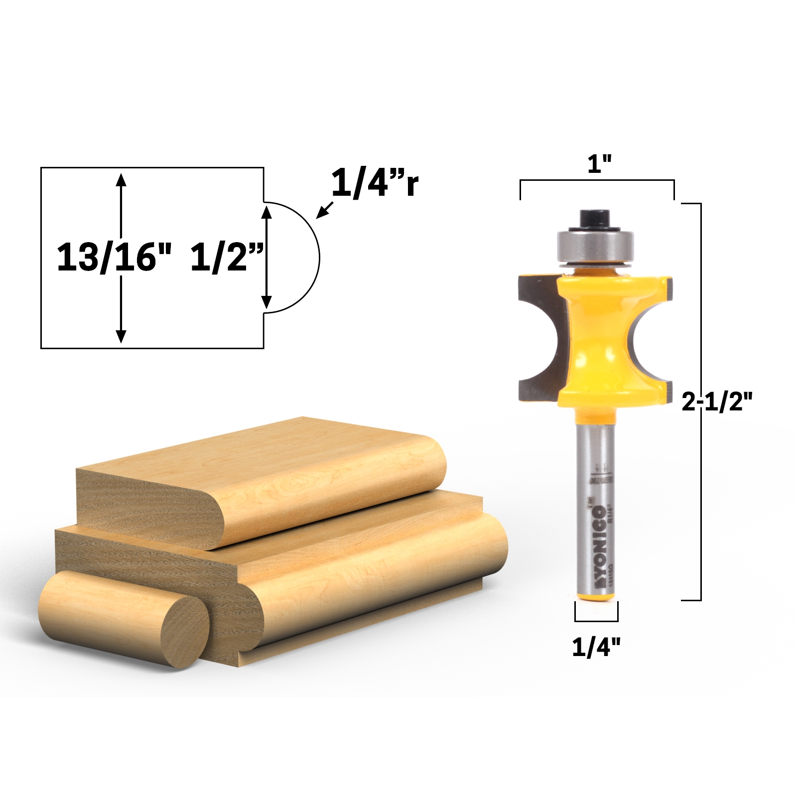 Edging Bullnose 5 Bit Bullnose Router Bit Set 1/4" Shank