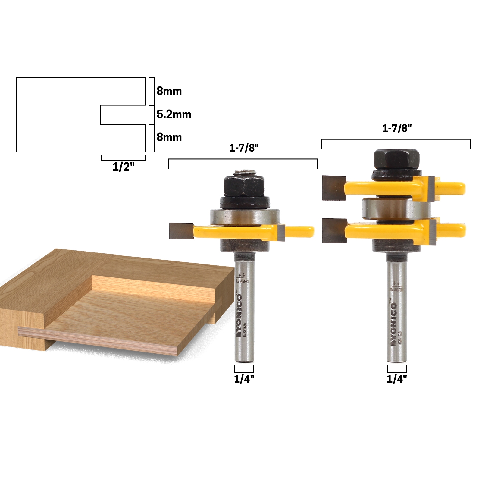 Joinery Tongue & Groove 1/4" Plywood 2 Bit Tongue and Groove