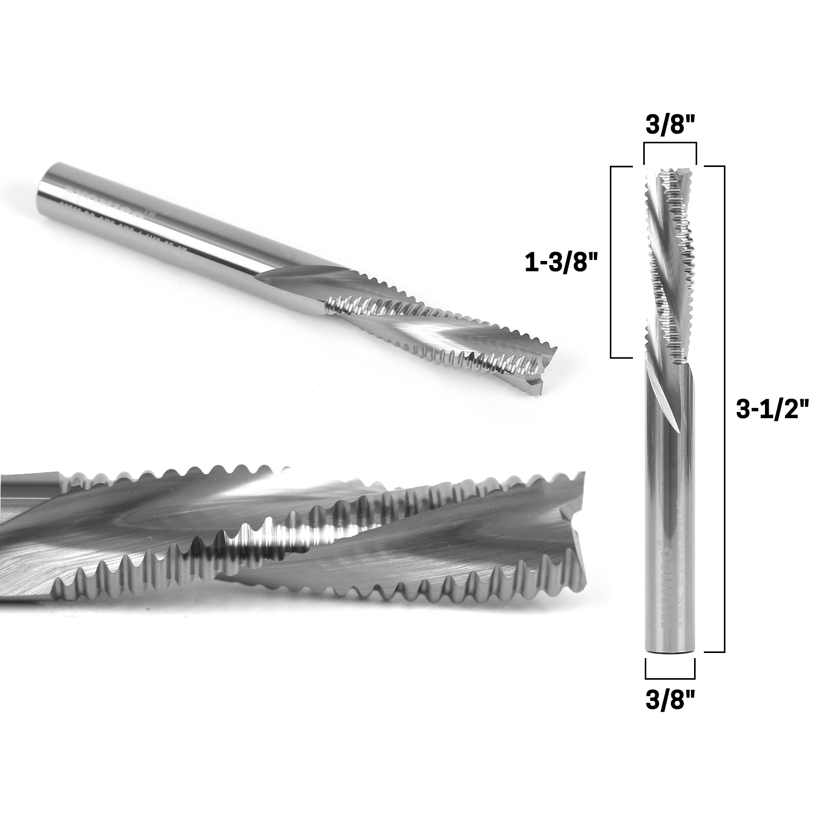 3/8" Diameter Carbide Down Cut CNC Router Bit x 1-1/8" Cut 2 Flute USA Made G19 