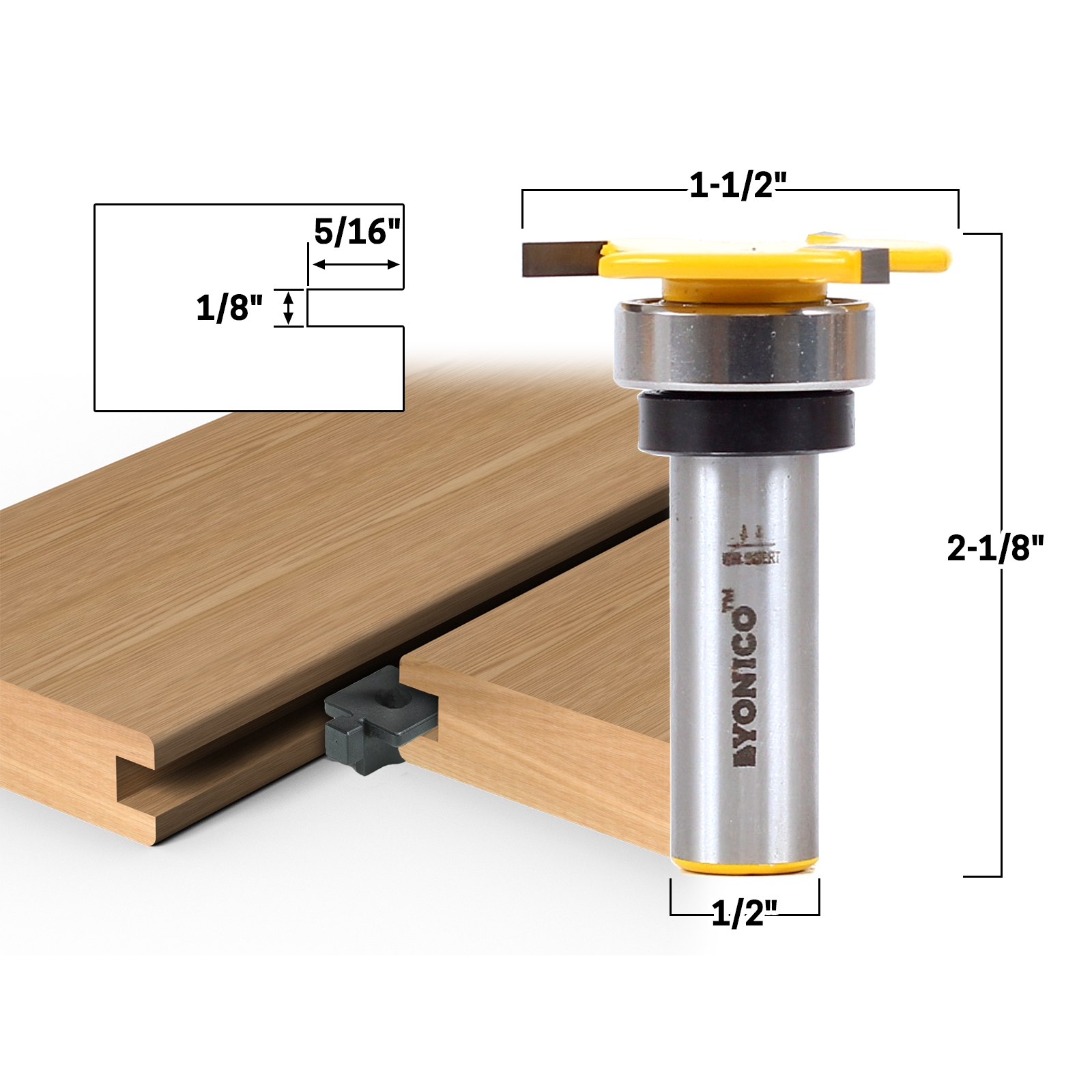 1/2'' Shank 1/2'' T-Slot Cutter Router Bit For Woodworking Milling YJUS 