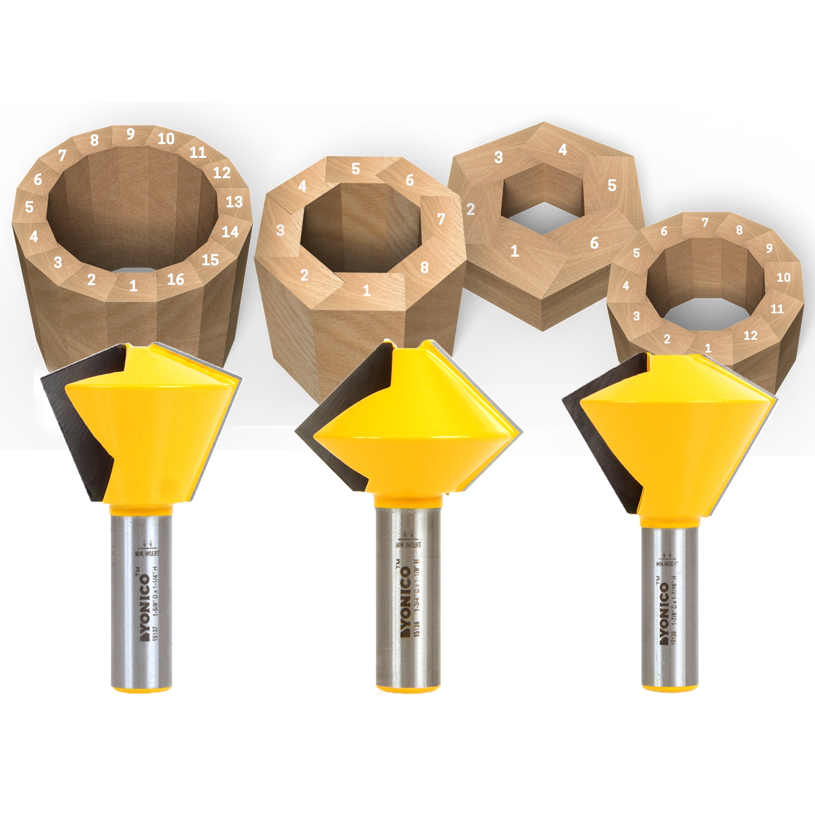 Fafeicy 3Pcs Bird's Mouth Glue Joint Router Bit Carbide Woodworking Milling Cutter for Solid Wood Hardwood Chipboard 1/2 Shank 