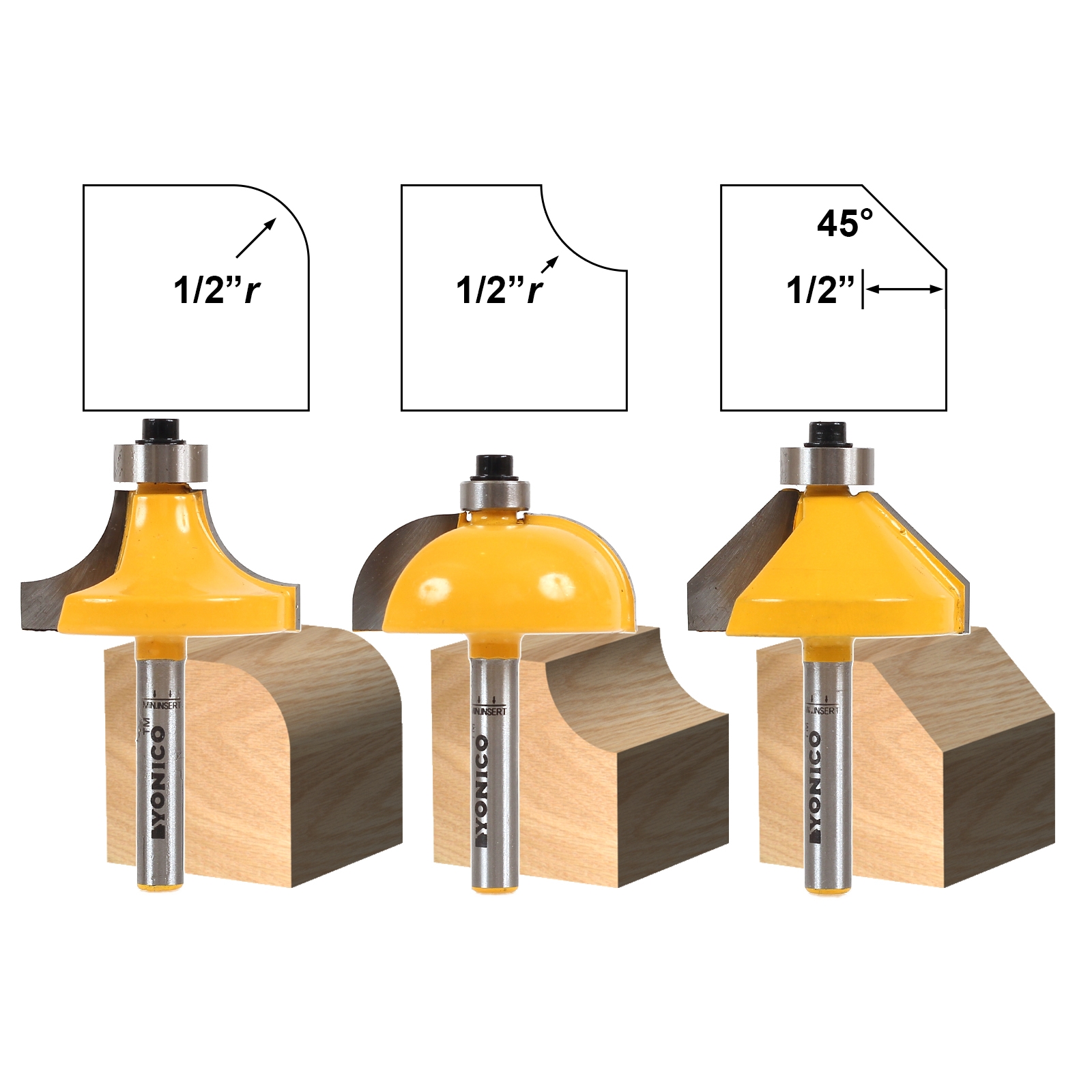 3/8-1/4 Shank Yonico 13154q Cove Edge Forming Router Bit Radius