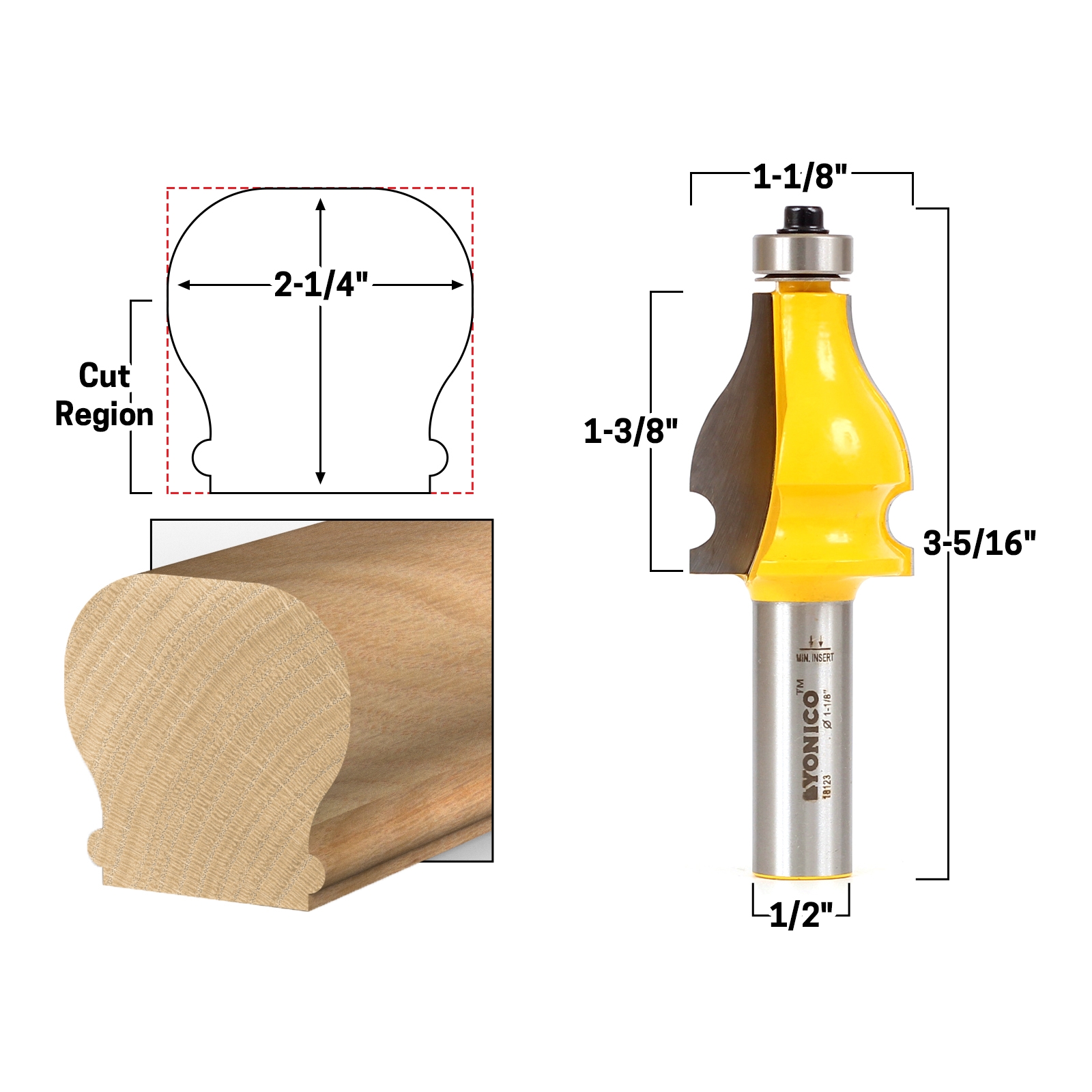 Thumbnail Beaded 2 Bit Handrail Router Bit Set 1 2