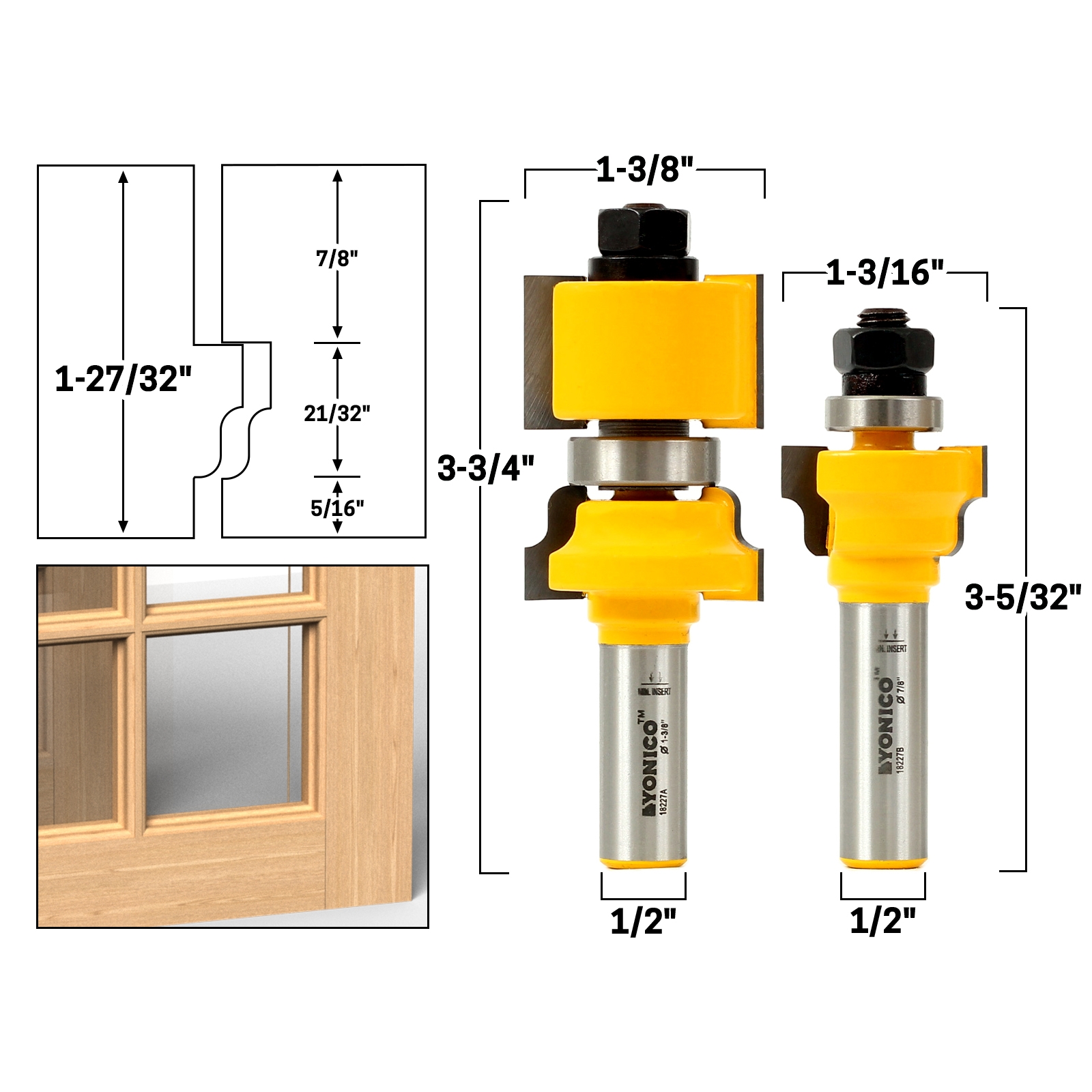 Sash router discount bit set