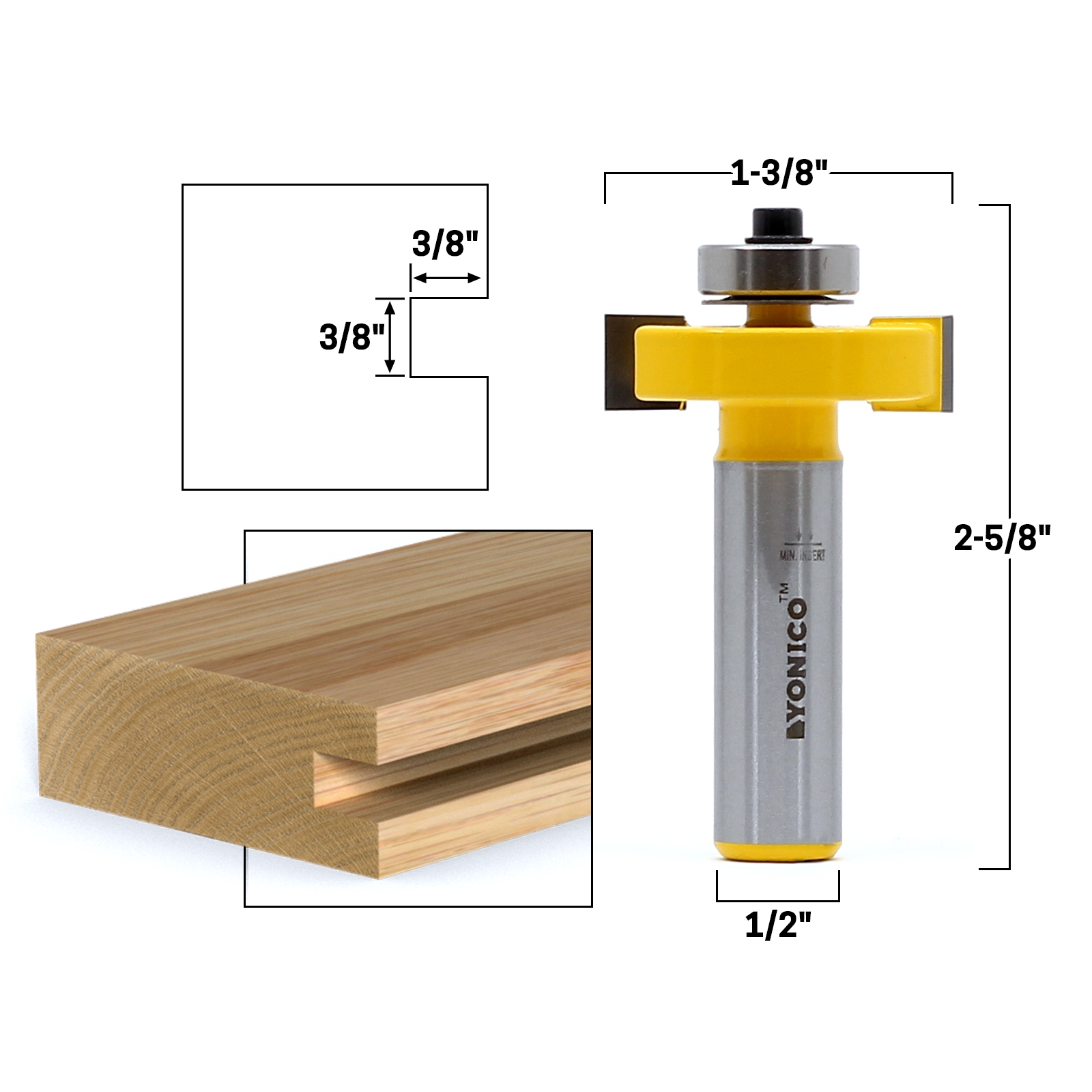 3 8 Slot Cutter Router Bit 1 2 Shank Yonico 14918