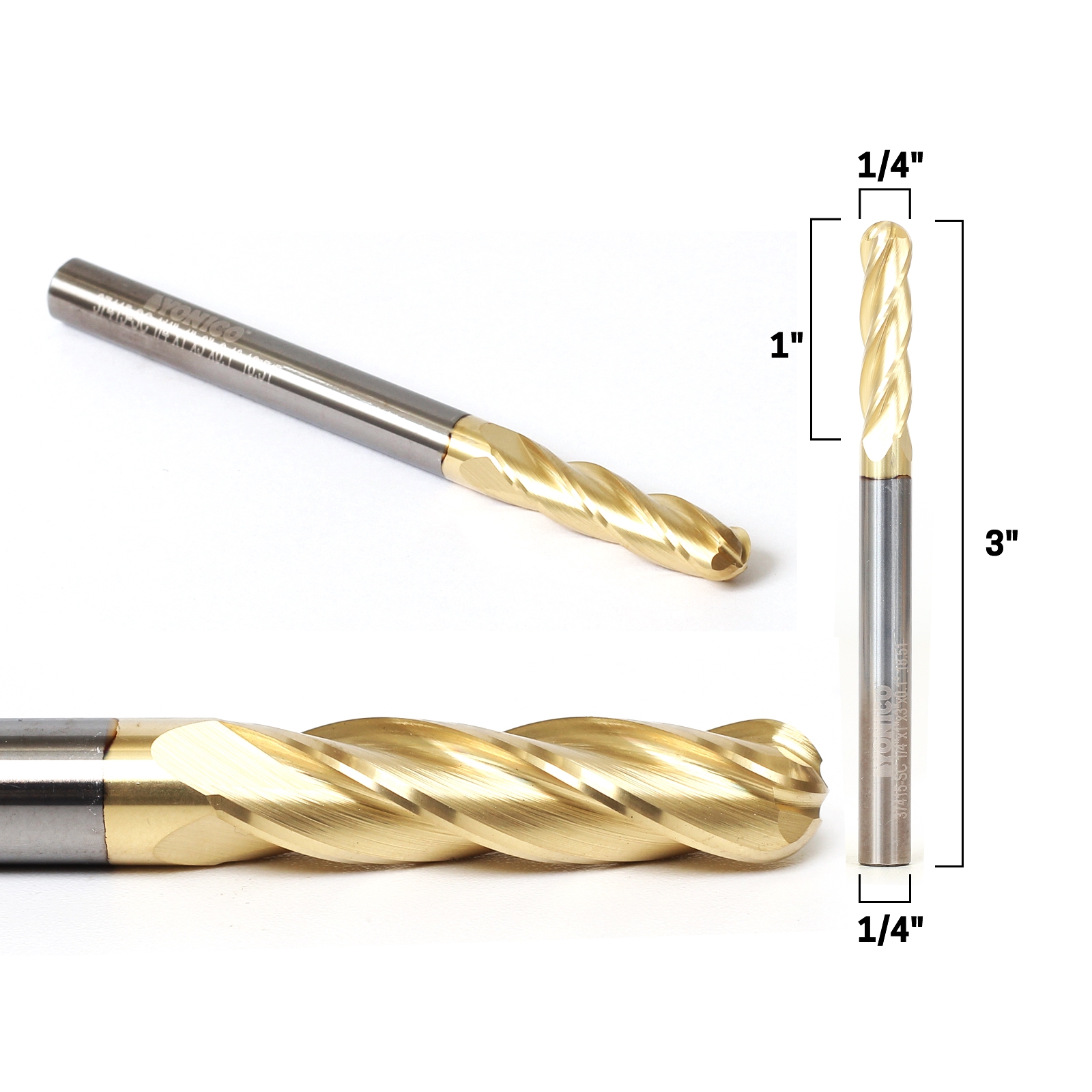 Southeast Tool SPR220 O-Flute Rounding Bit 1/4 Cutting Diameter x 1/4 R x 1/4 Shank 2.5 Length Solid Carbide 