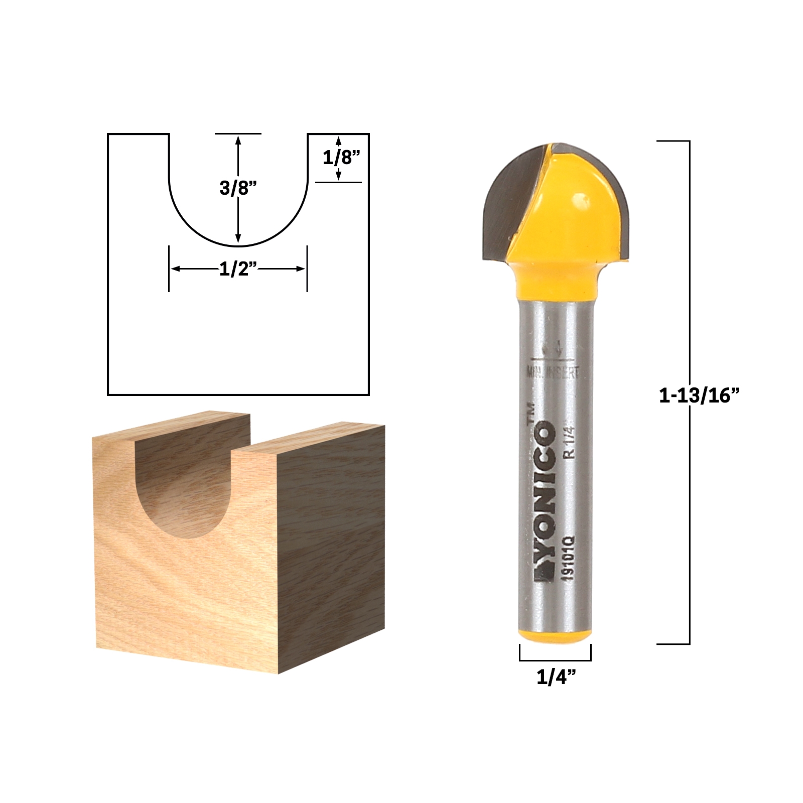 id:1d6 1f 91 4eb New Lon0167 1.6 Long Featured 1/4 x 1/2 reliable efficacy Two Flutes Core Box Router Bit for Woodwork 