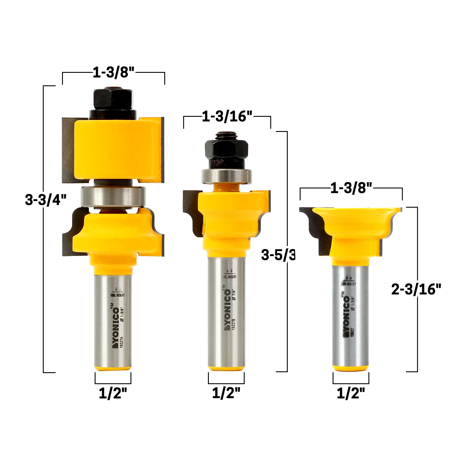 Window Sash Router Bit Set 1/2" Shank Window Router Bits
