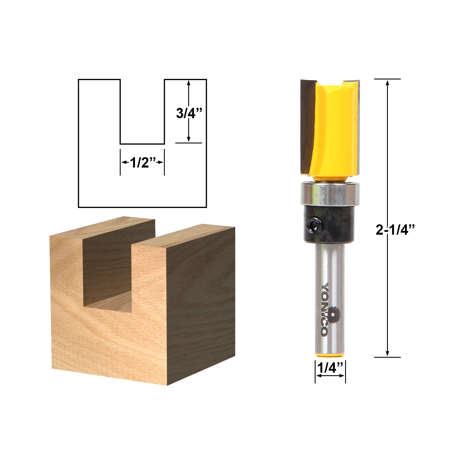 Straight & Spiral Template Trim 4 Bit 1/2" Diameter Flush Trim