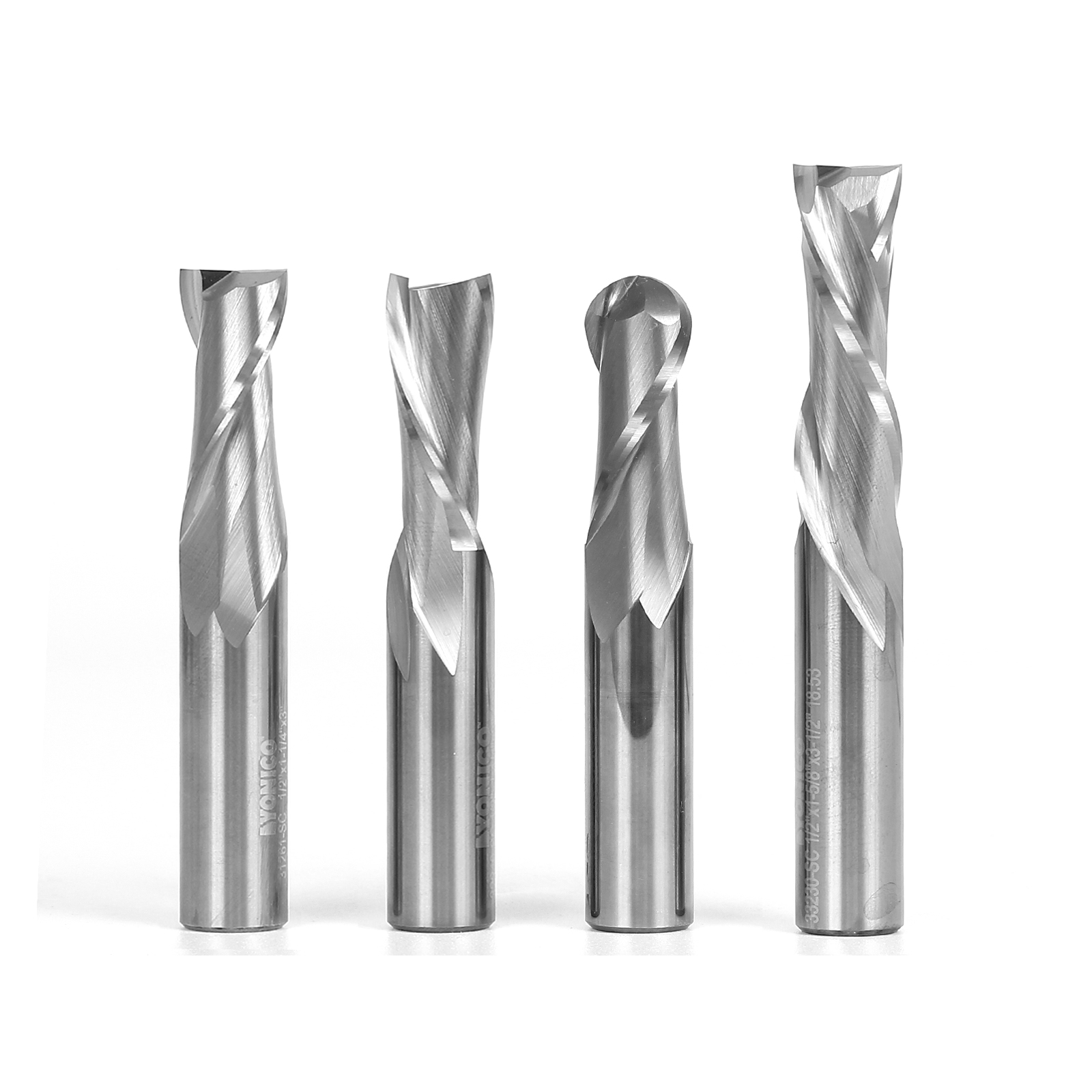 Router Bit Sets Straight & Spiral Bit Sets 4 Bit Solid Carbide